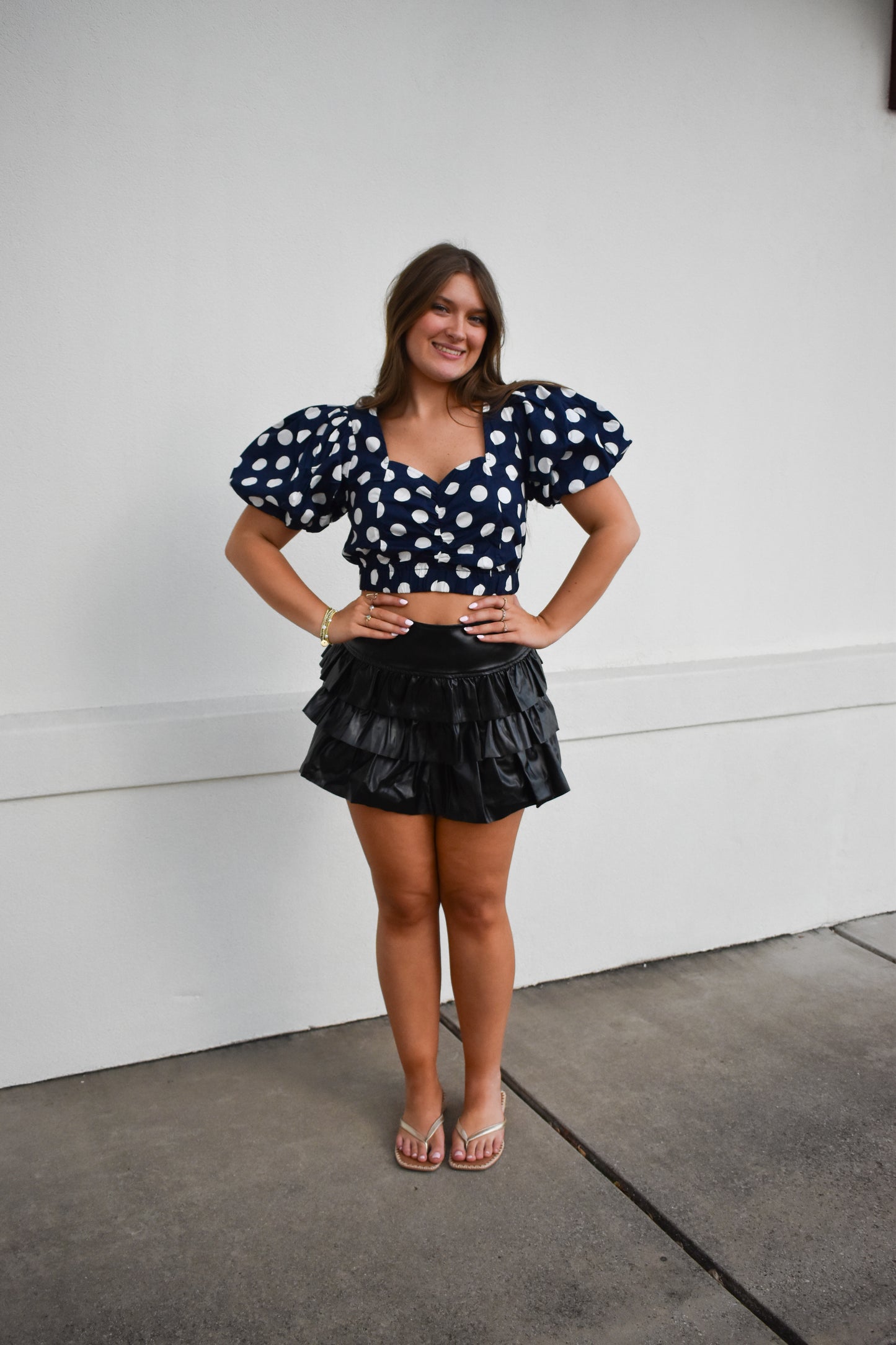 Cropped Polka Dot Bubble Top