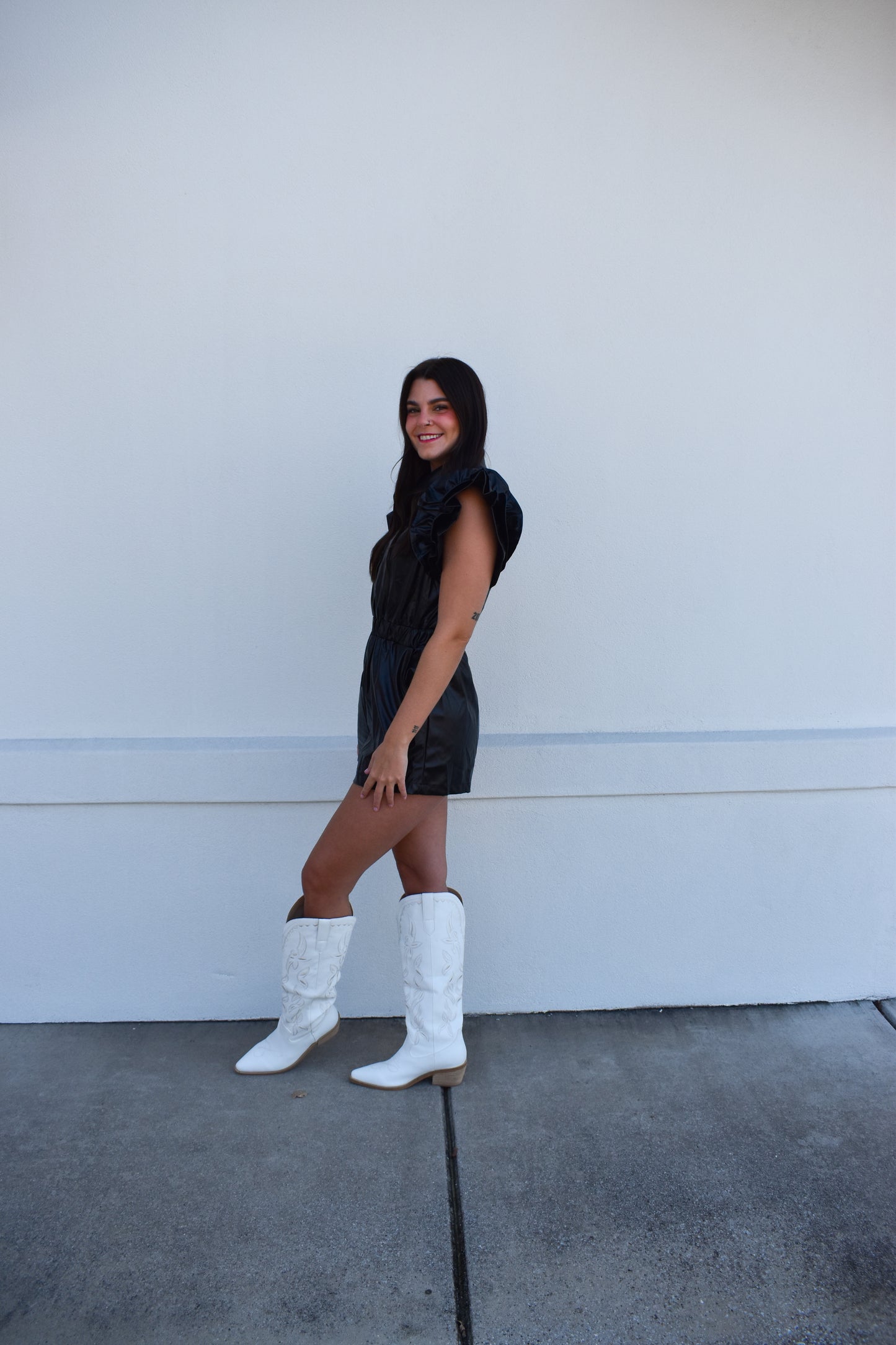 Liza Button Down Ruffle Romper