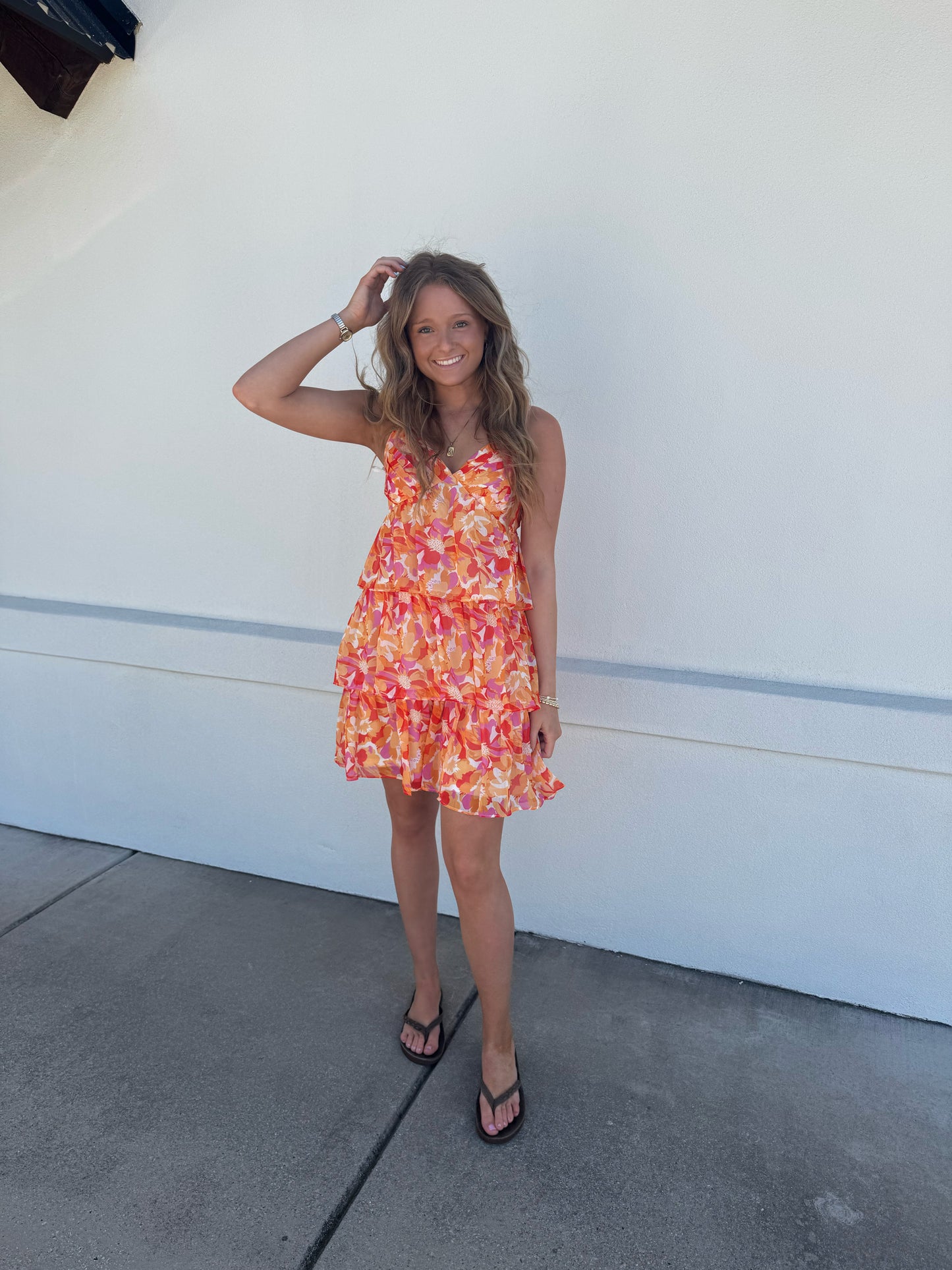 Floral Baby Doll Dress W/ Pleated Detail
