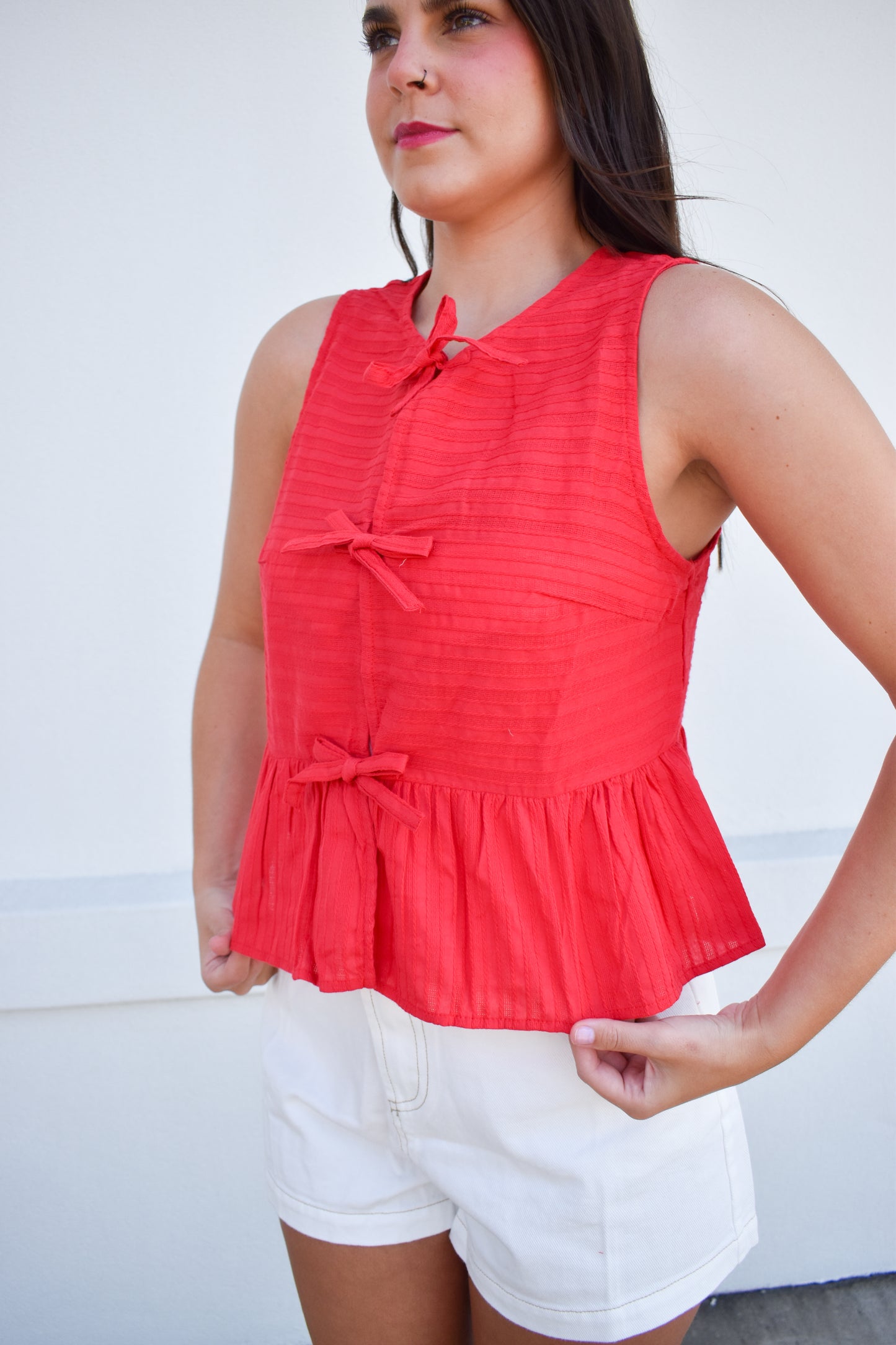 River Sleeveless Bow Top