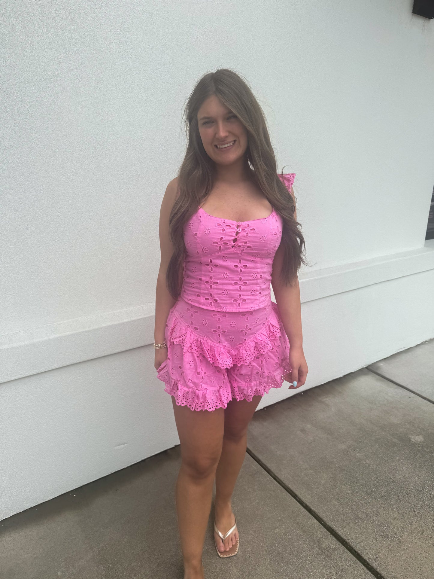 Lizzie Ruffle Eyelet Shorts