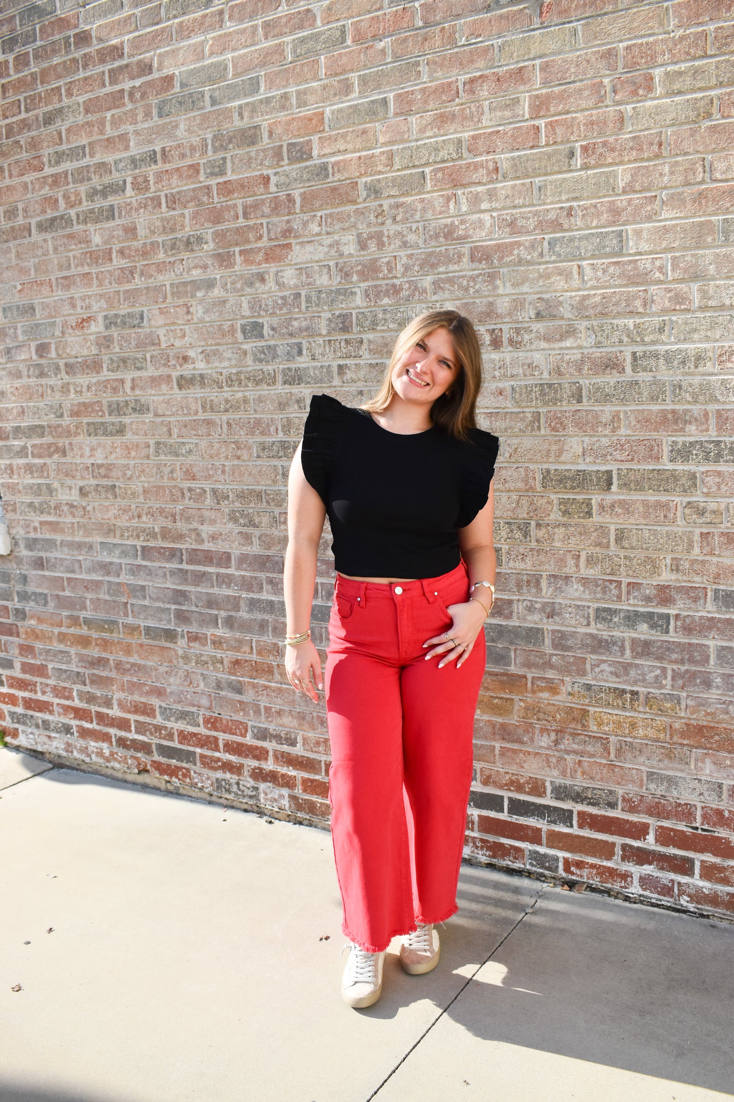 Ribbed Crop Top W/ Ruffle Detail
