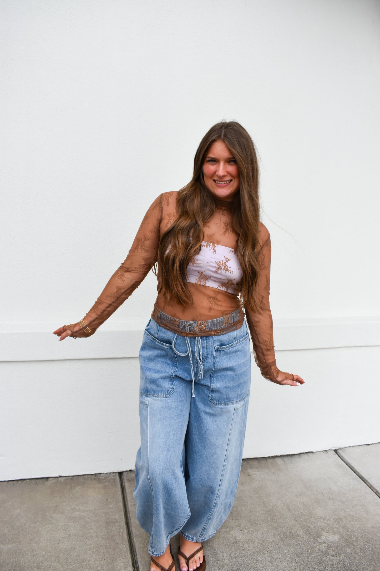 Floral Lace Mesh Layering Top