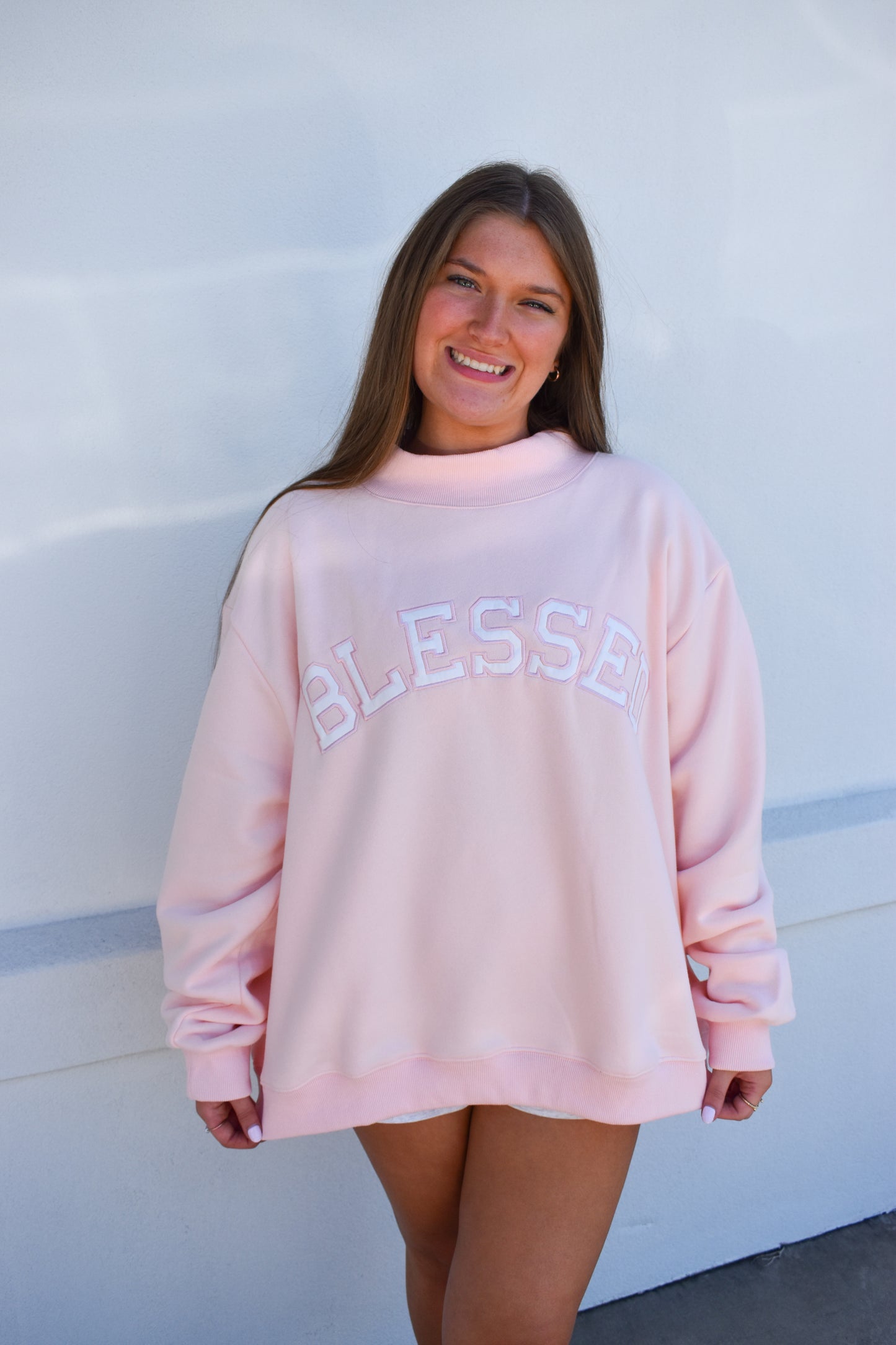 BLESSED Embroidered Mockneck