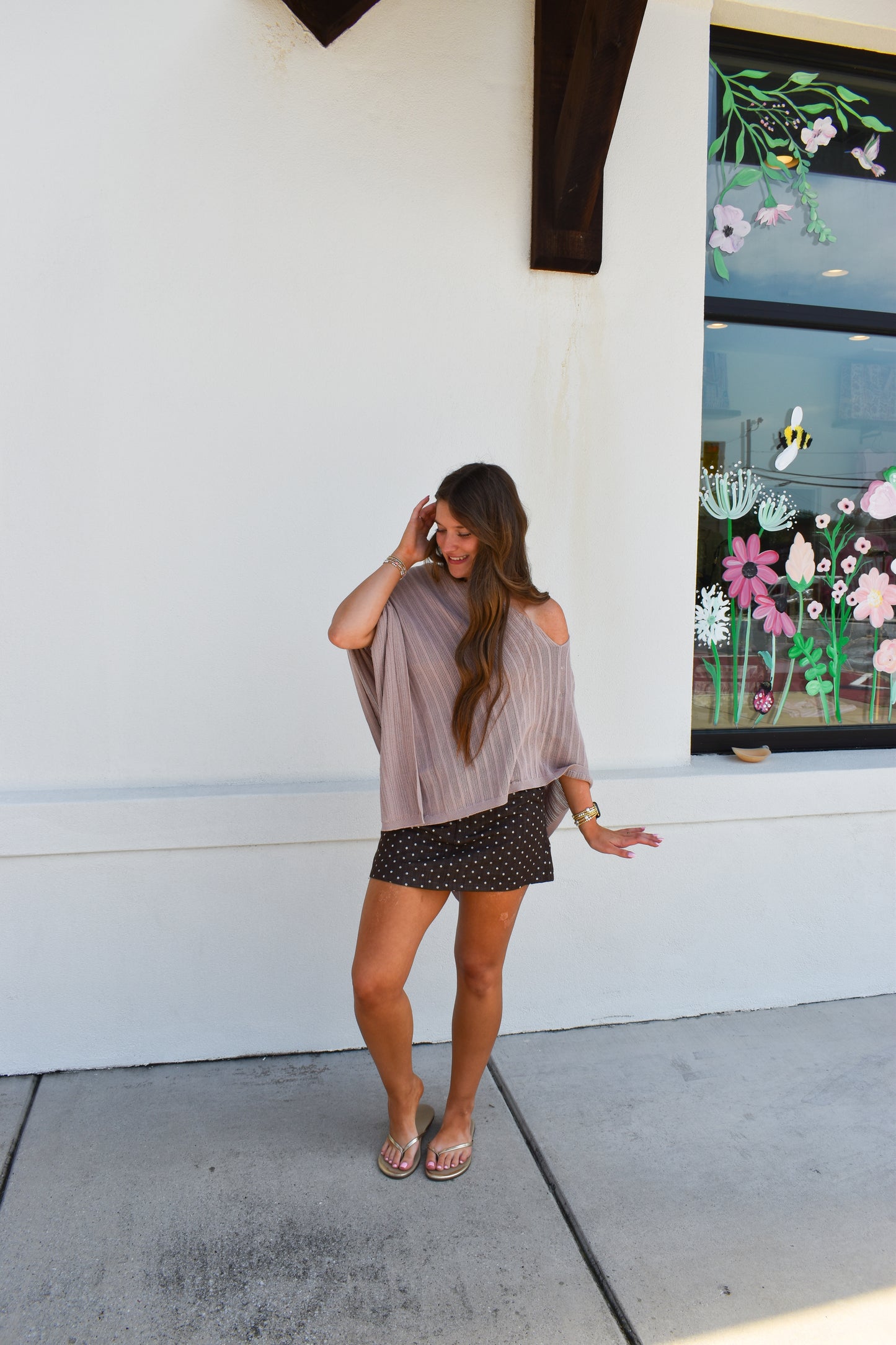 Lilia Asymmetrical Knit Poncho Top