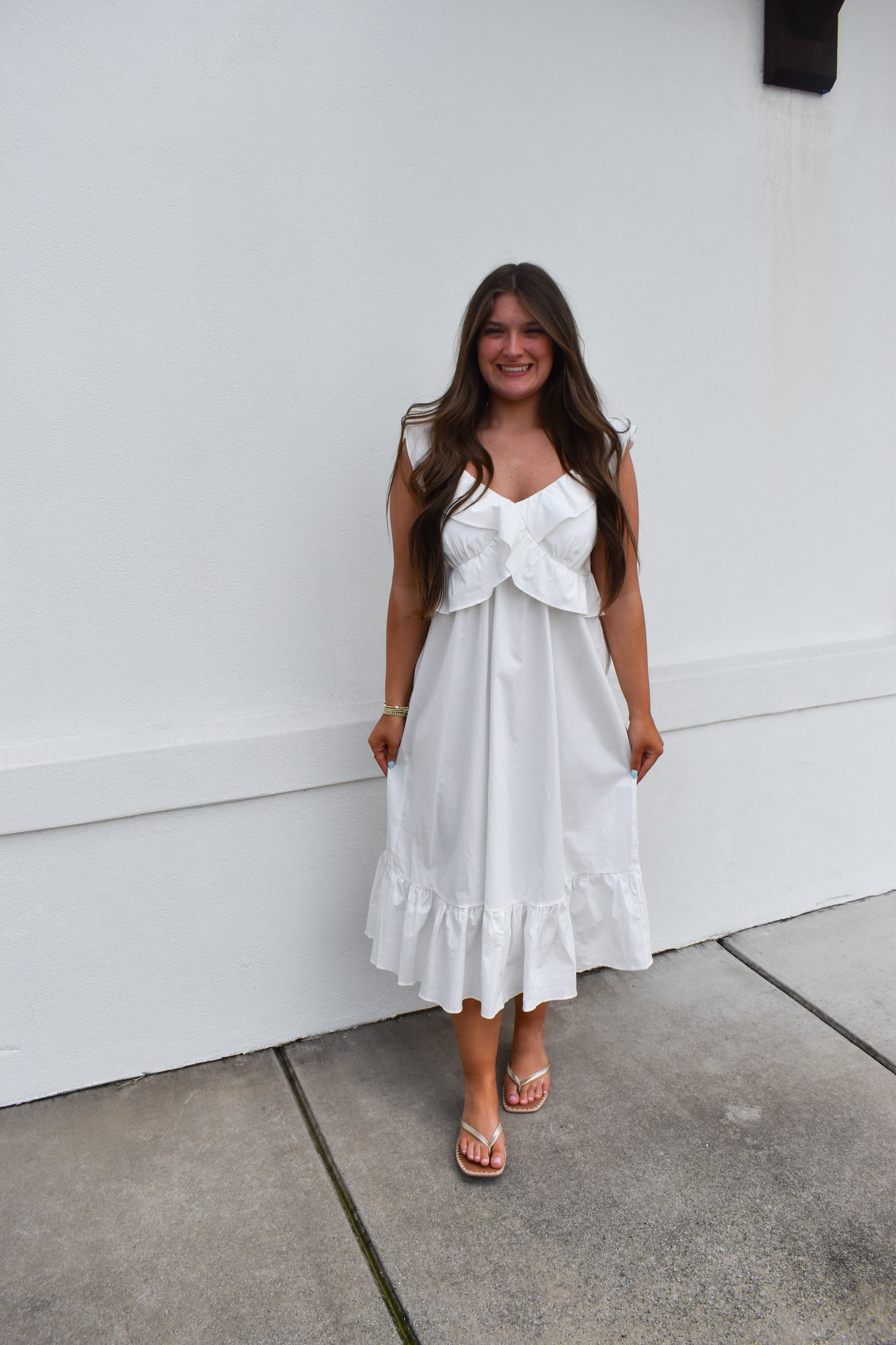 Flutter Sweetheart Ruffled Midi Dress