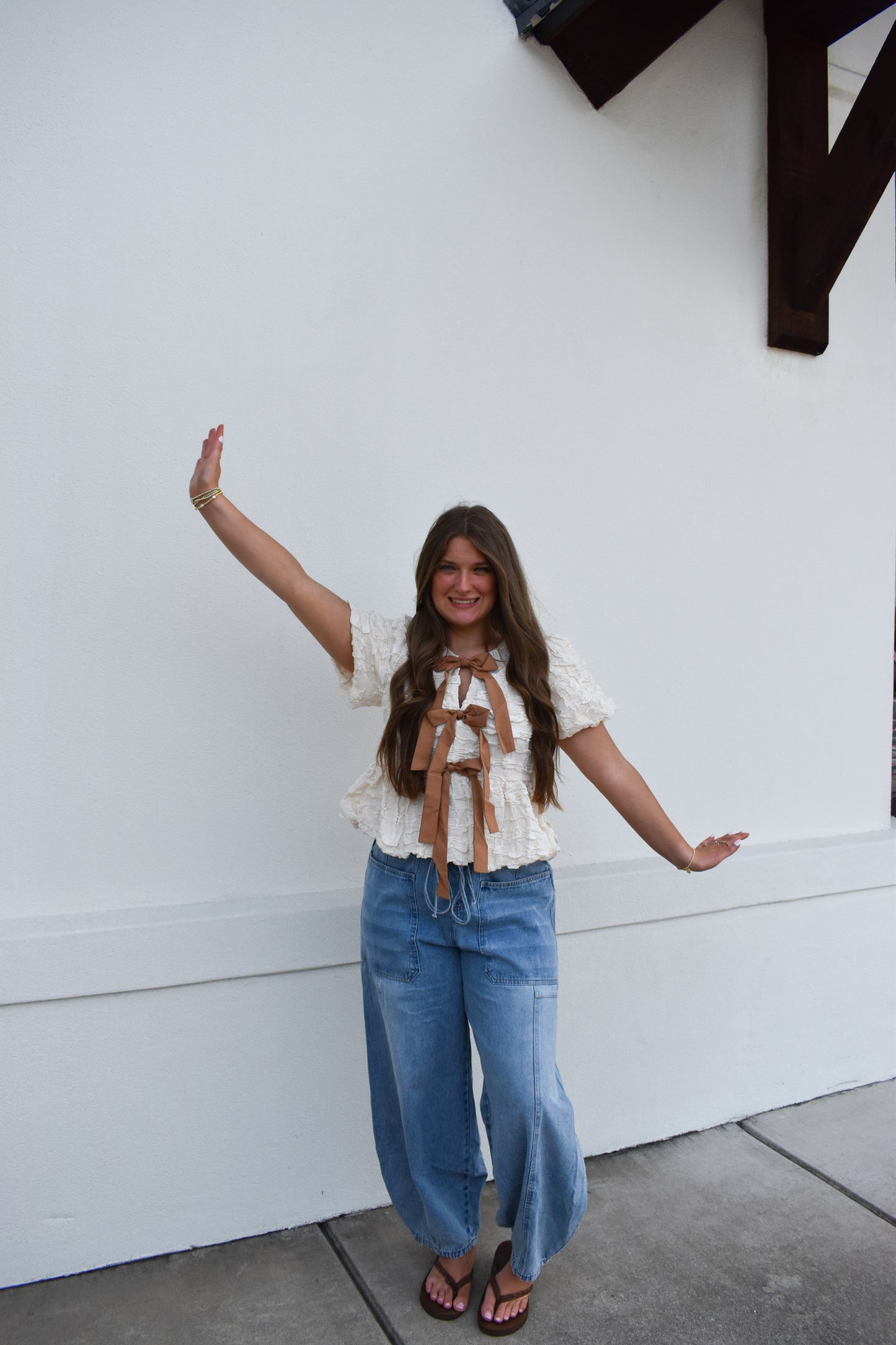 Bubble Babydoll Blouse w/ Bows