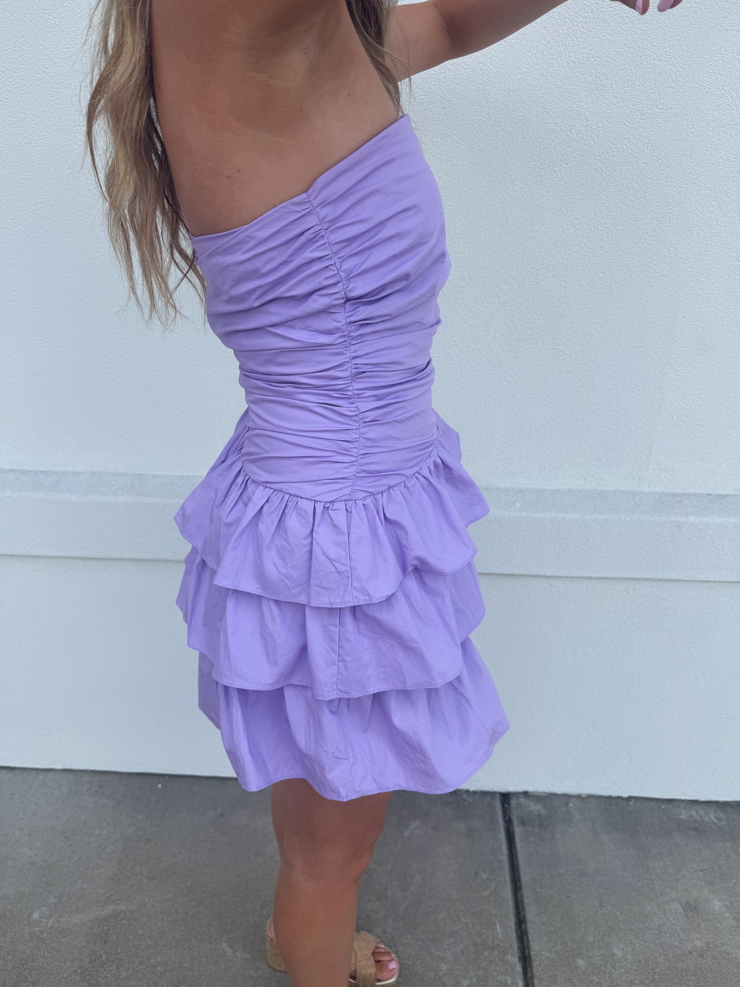 Strapless Ruffle Mini Dress