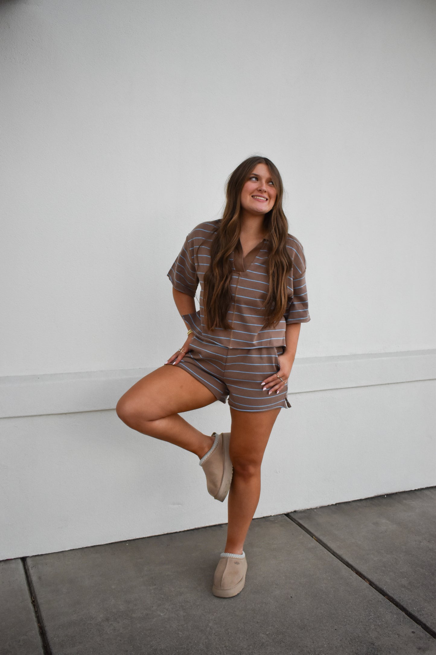 Striped Knit Shorts & Top Set