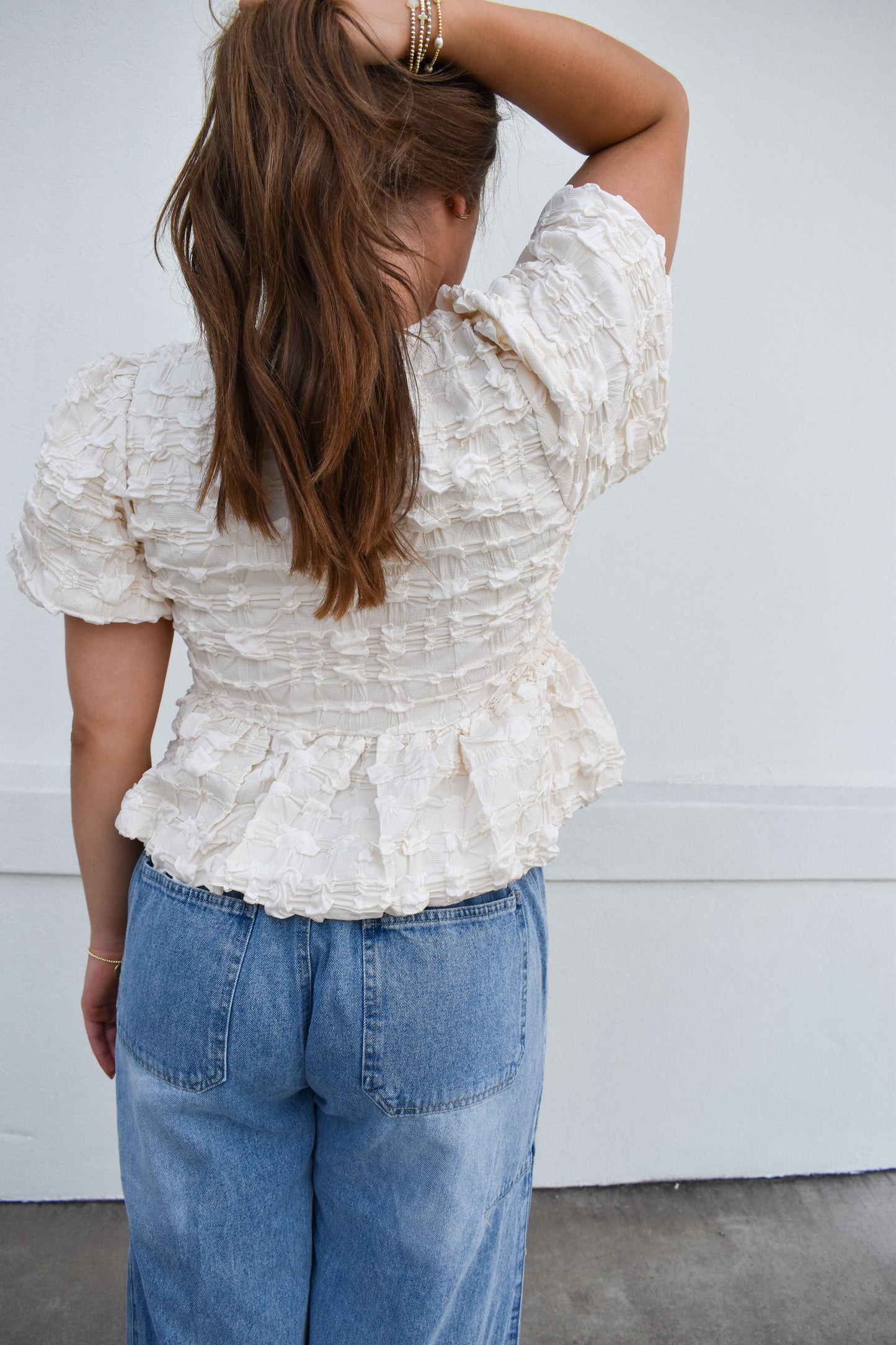 Bubble Babydoll Blouse w/ Bows