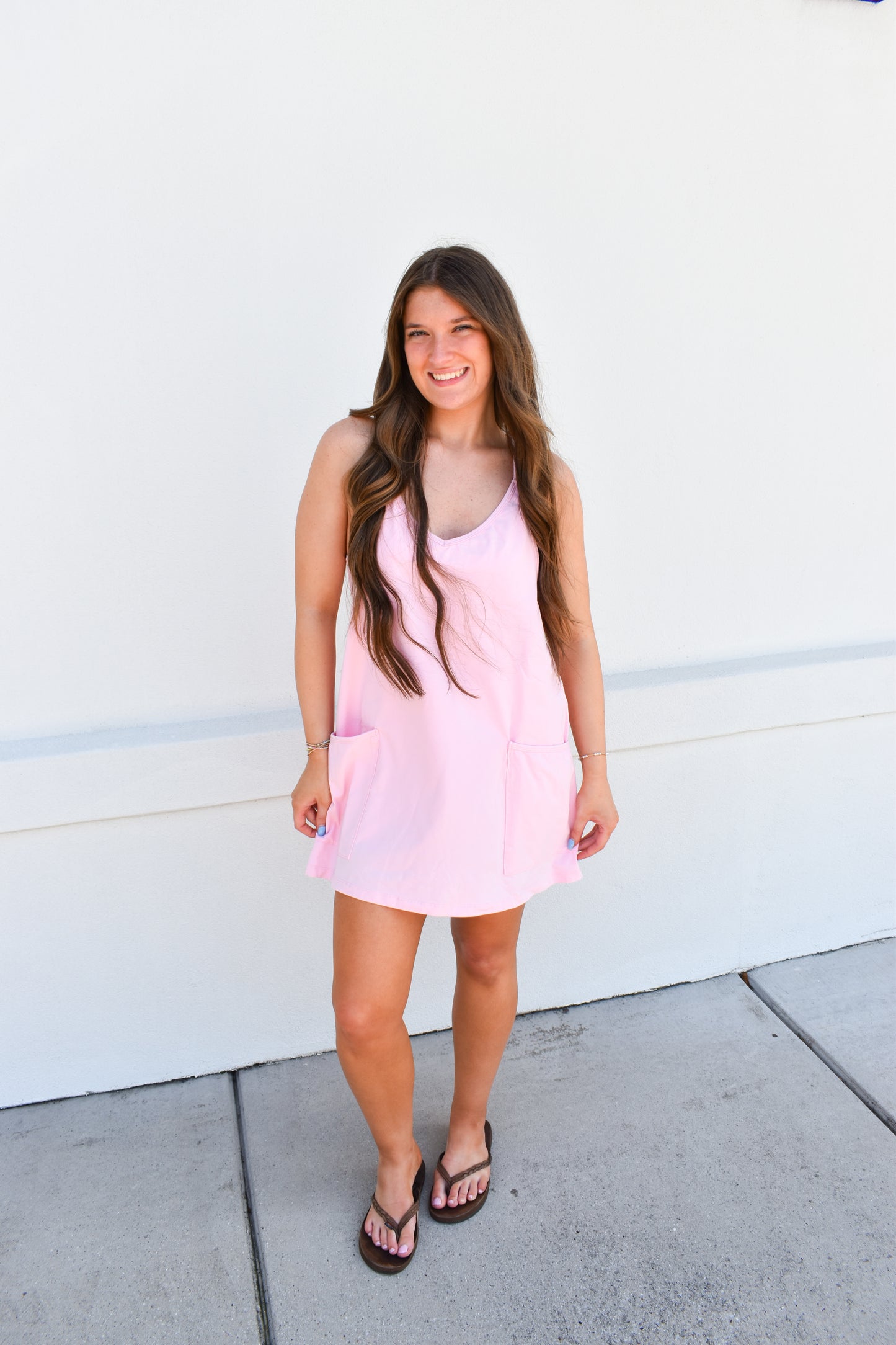 Mini Dress W/ Built in Romper Lining: Pink