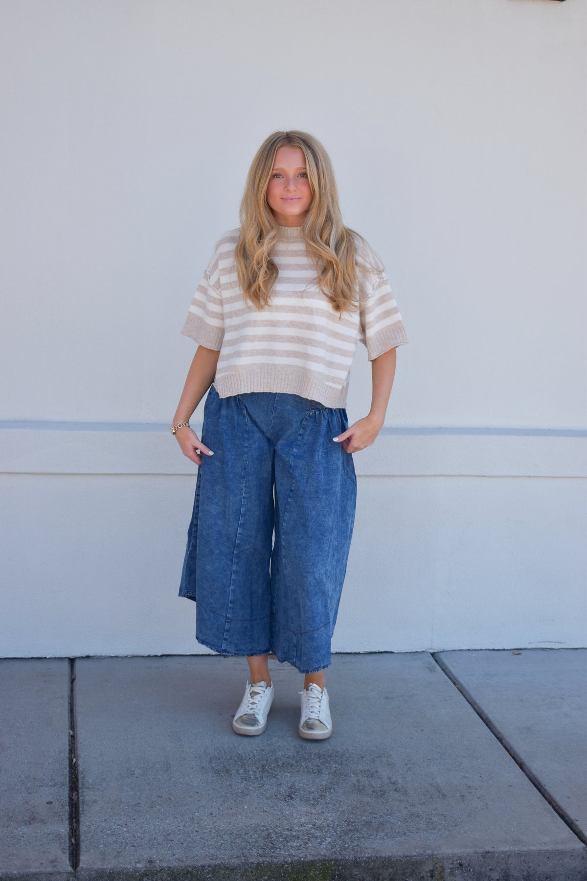 Oatmeal Stripe Sweater Top