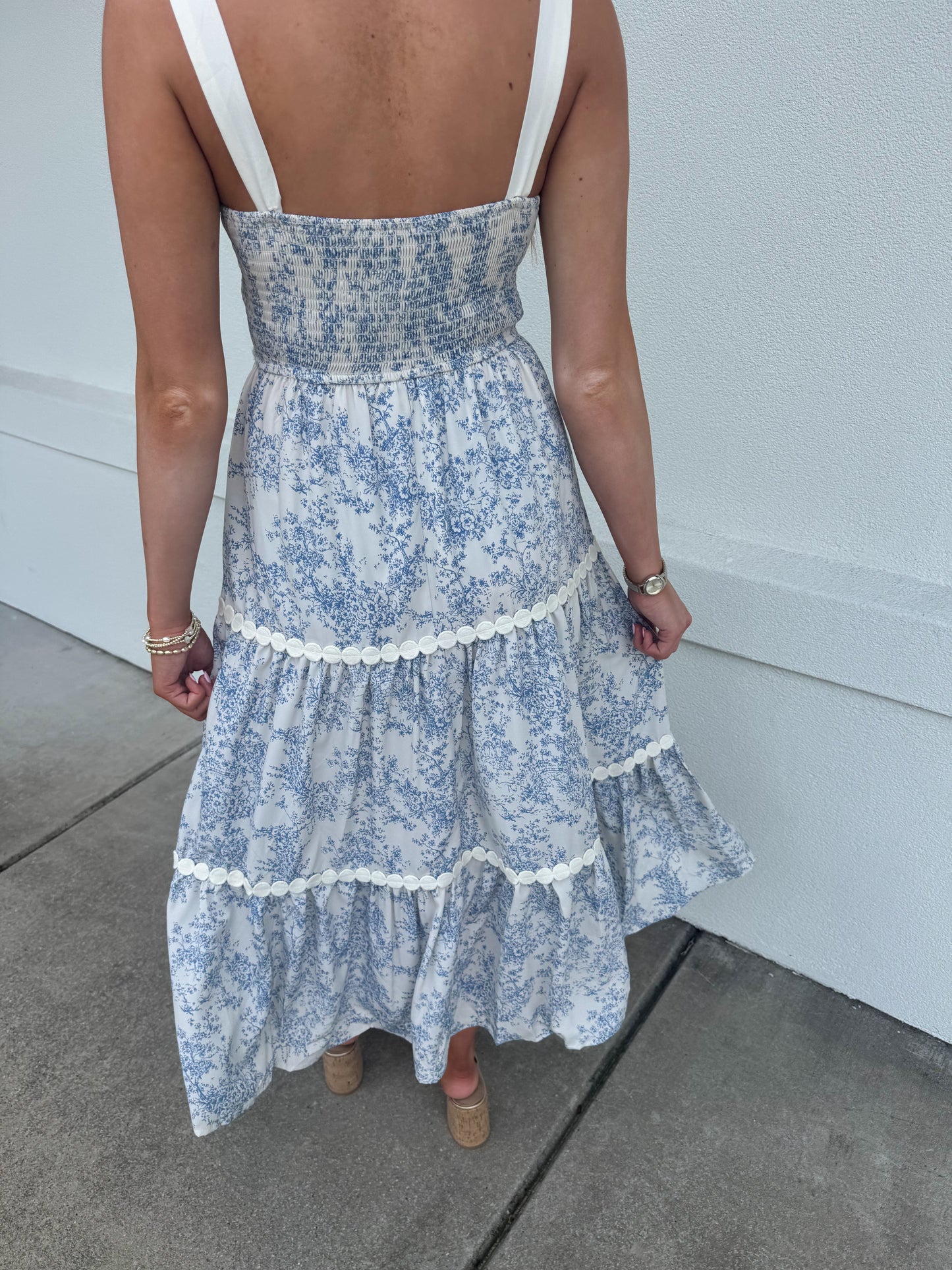 Paisley Floral Midi Blue Dress