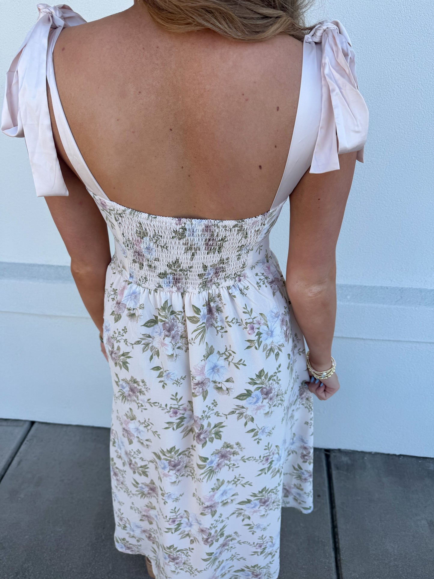 Floral Corset Tie Strap Midi Dress