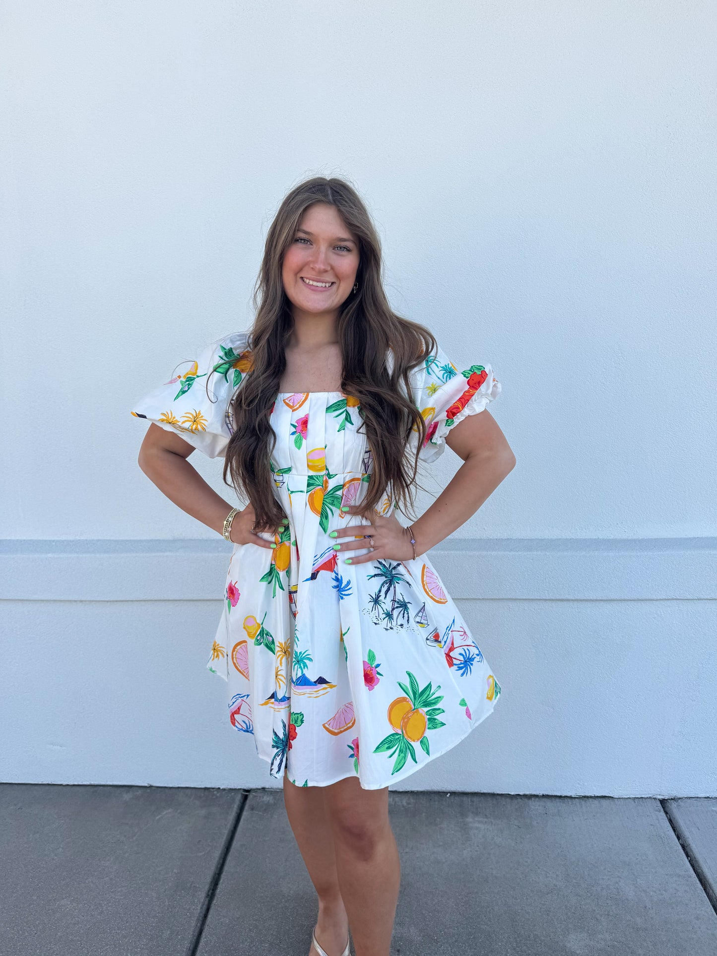 Bubble Sleeve With Pleats Mini Dress
