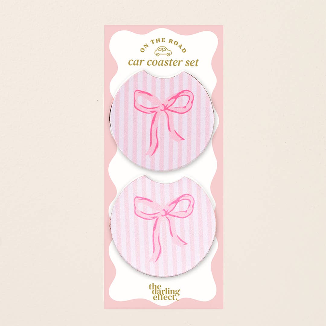On the Road Car Coaster Set–Bow Pink
