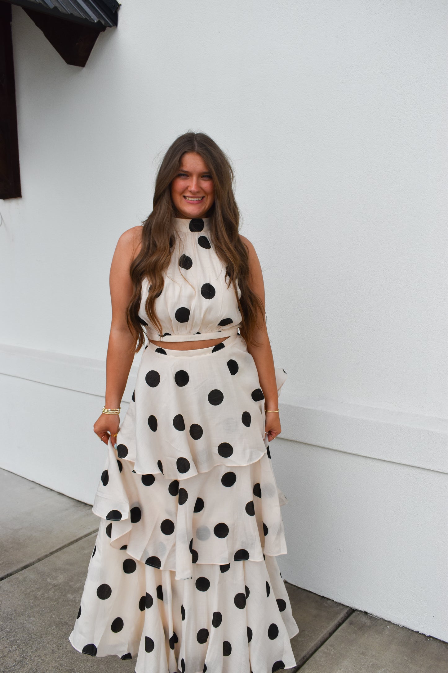 Polka Dot Halter Top and Maxi Skirt Set