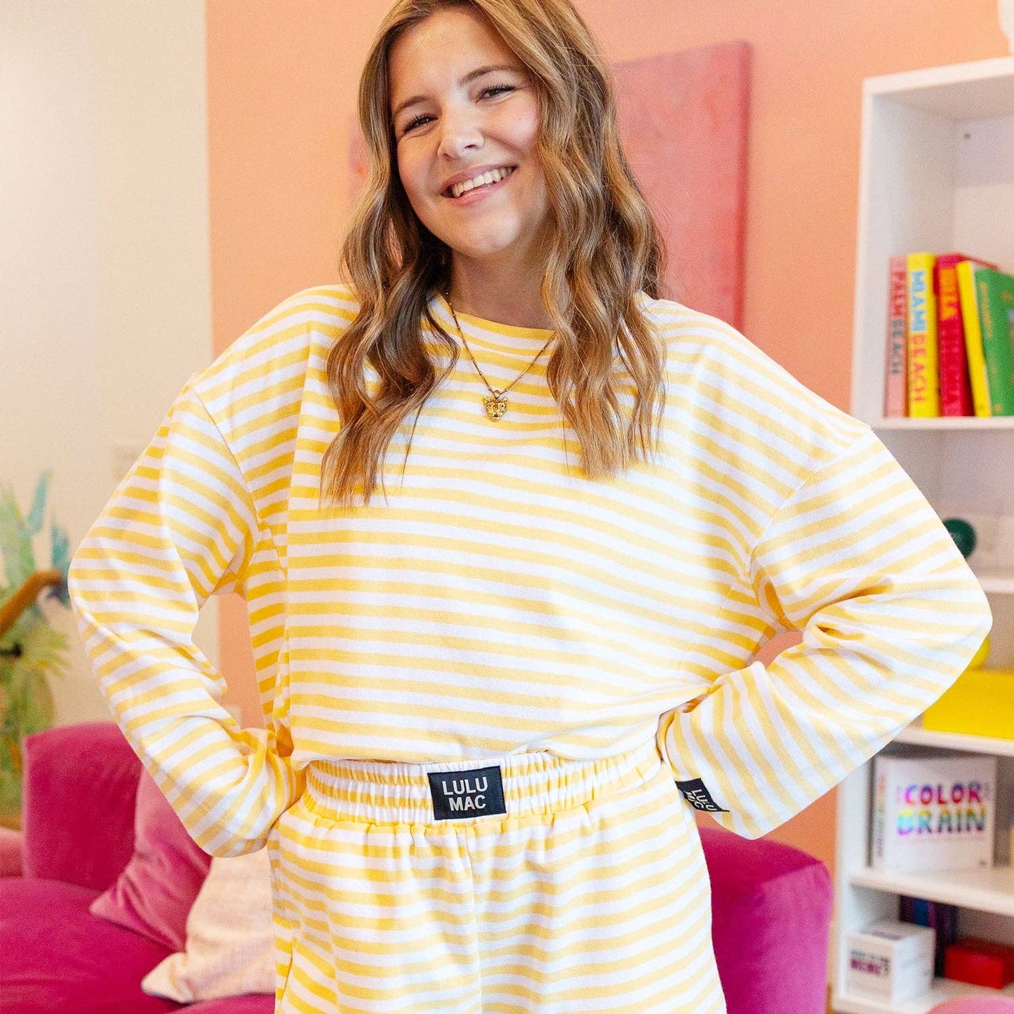 Lulu Mac Stripe Lounge Top: Yellow