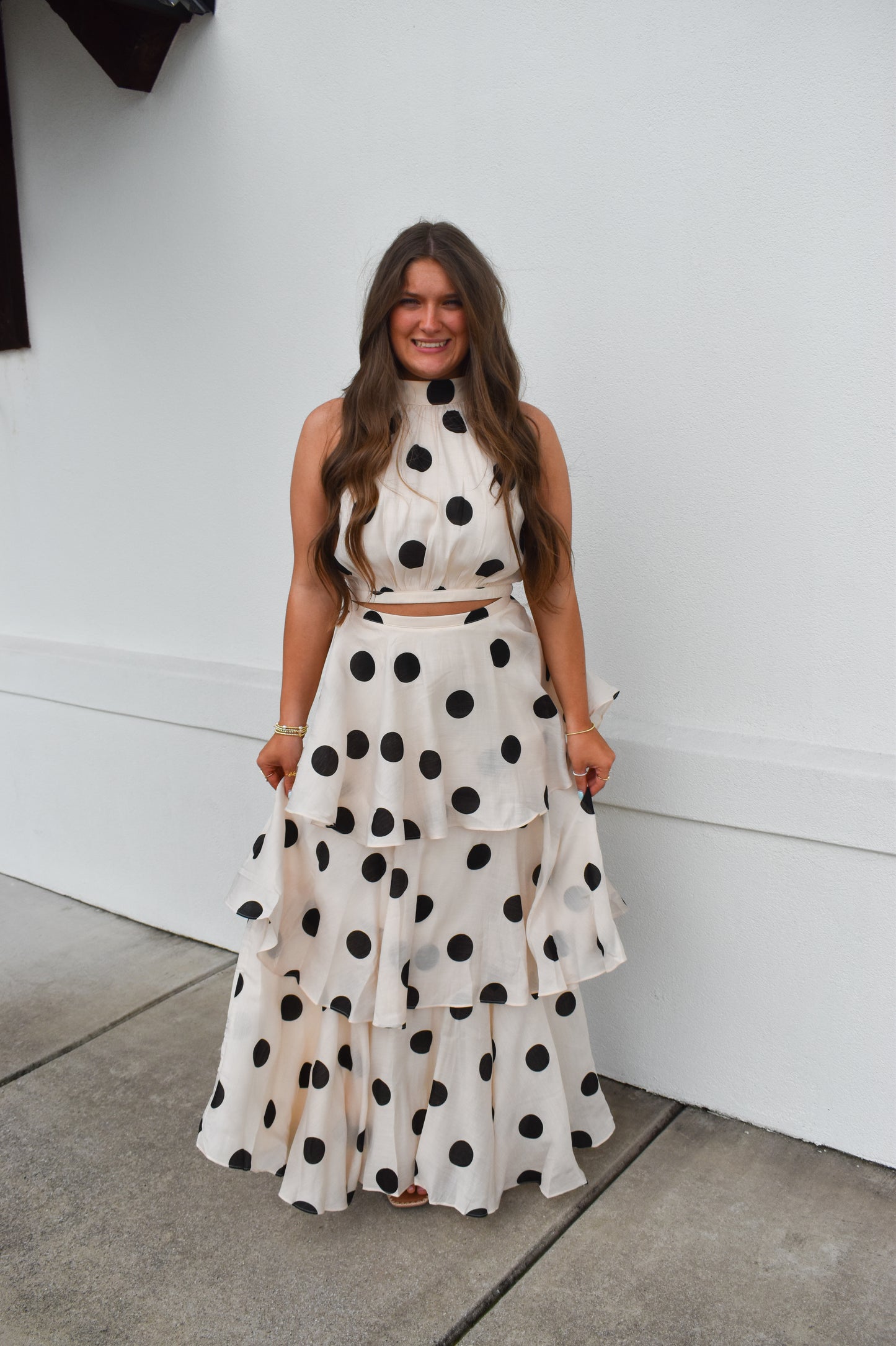 Polka Dot Halter Top and Maxi Skirt Set