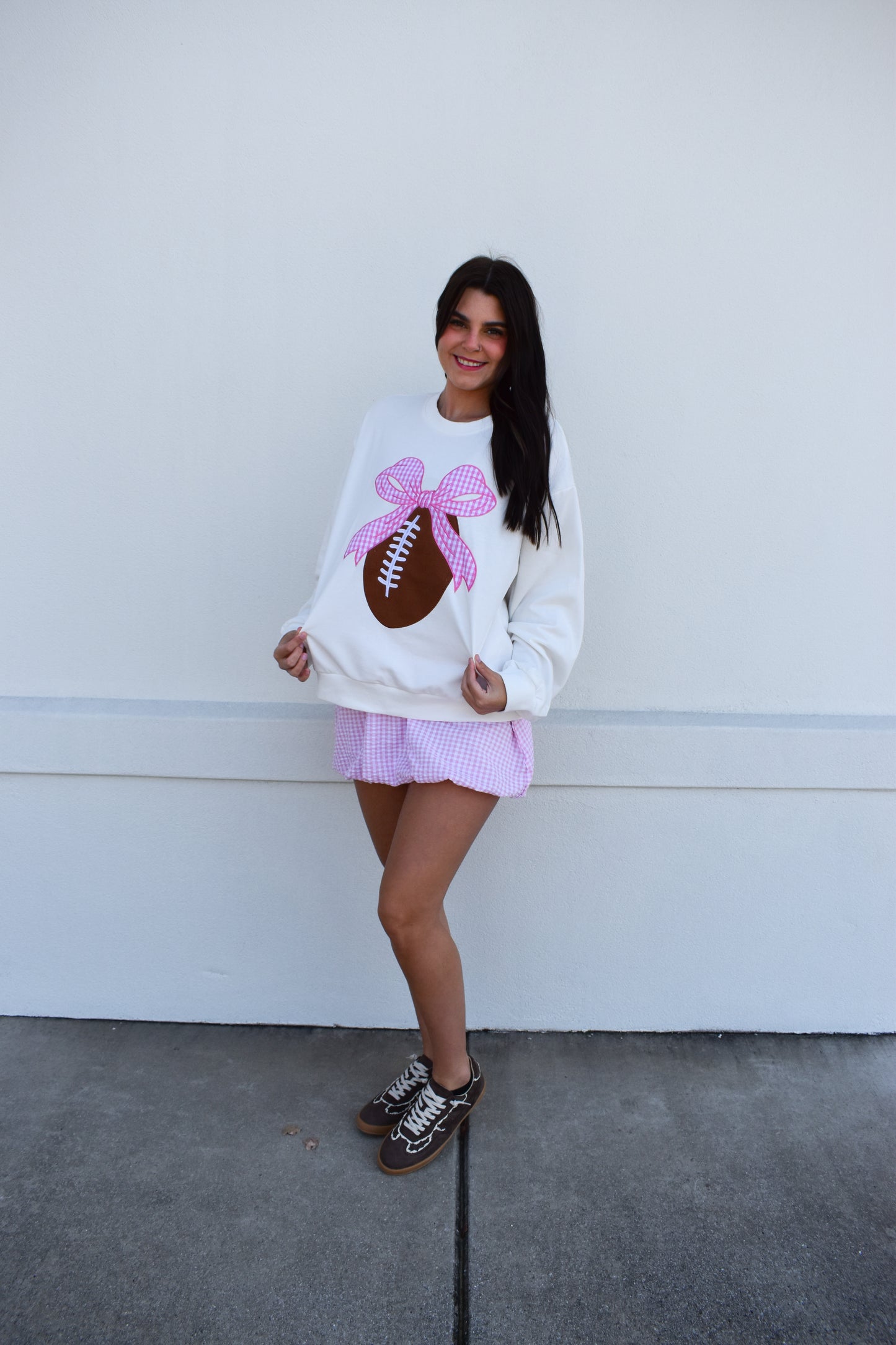 Ribbon Bow Football Sweatshirt