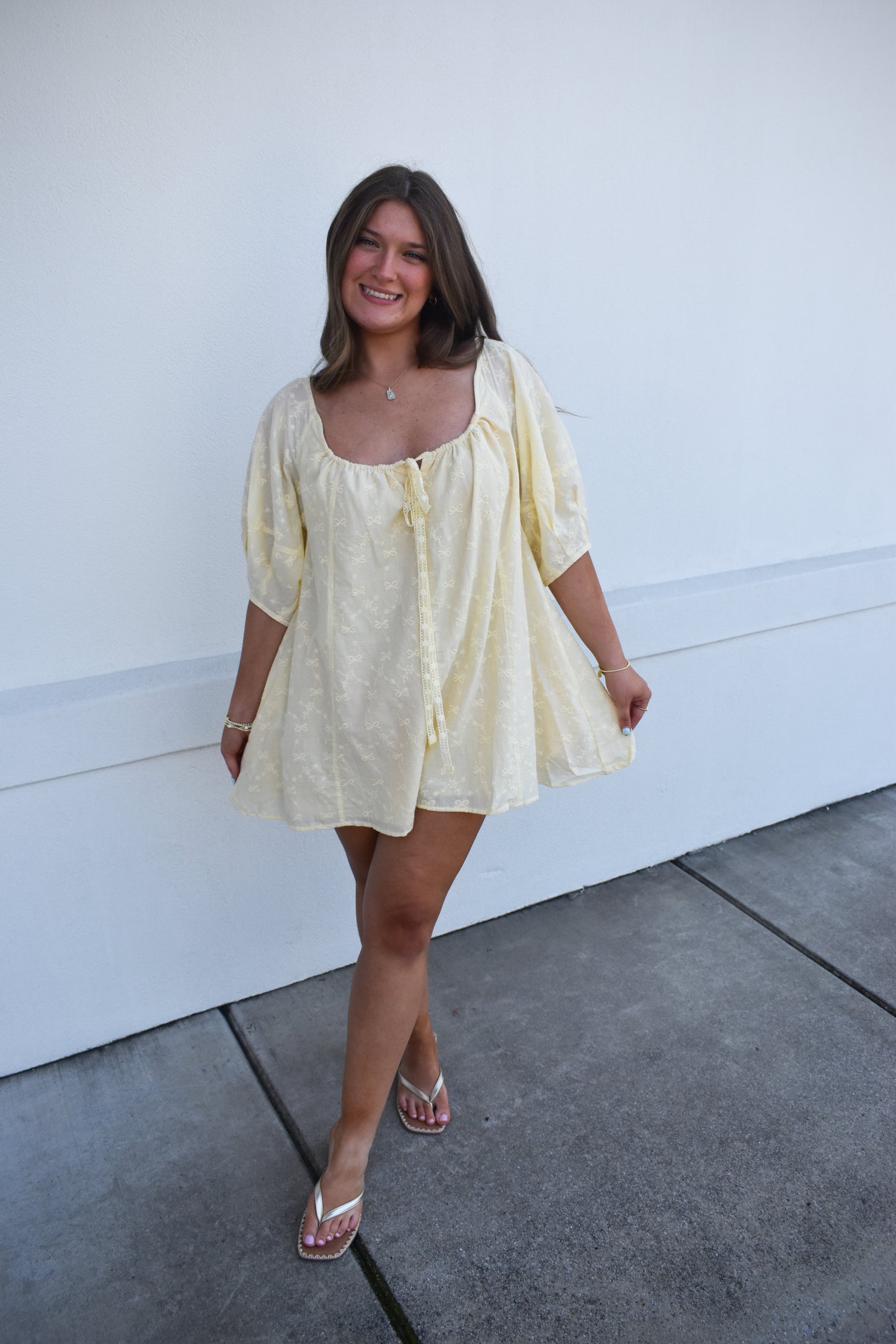 Olivia Bow Eyelet Romper