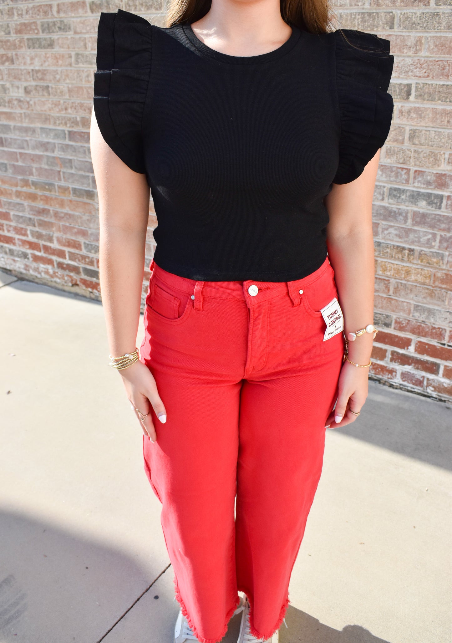 Ribbed Crop Top W/ Ruffle Detail