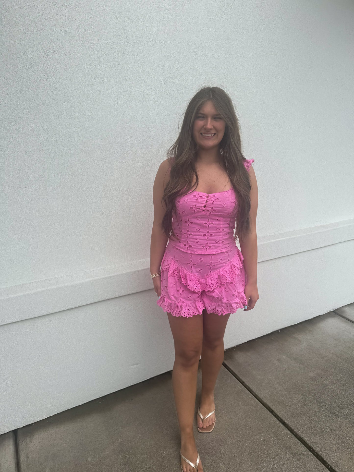 Lizzie Ruffle Eyelet Shorts