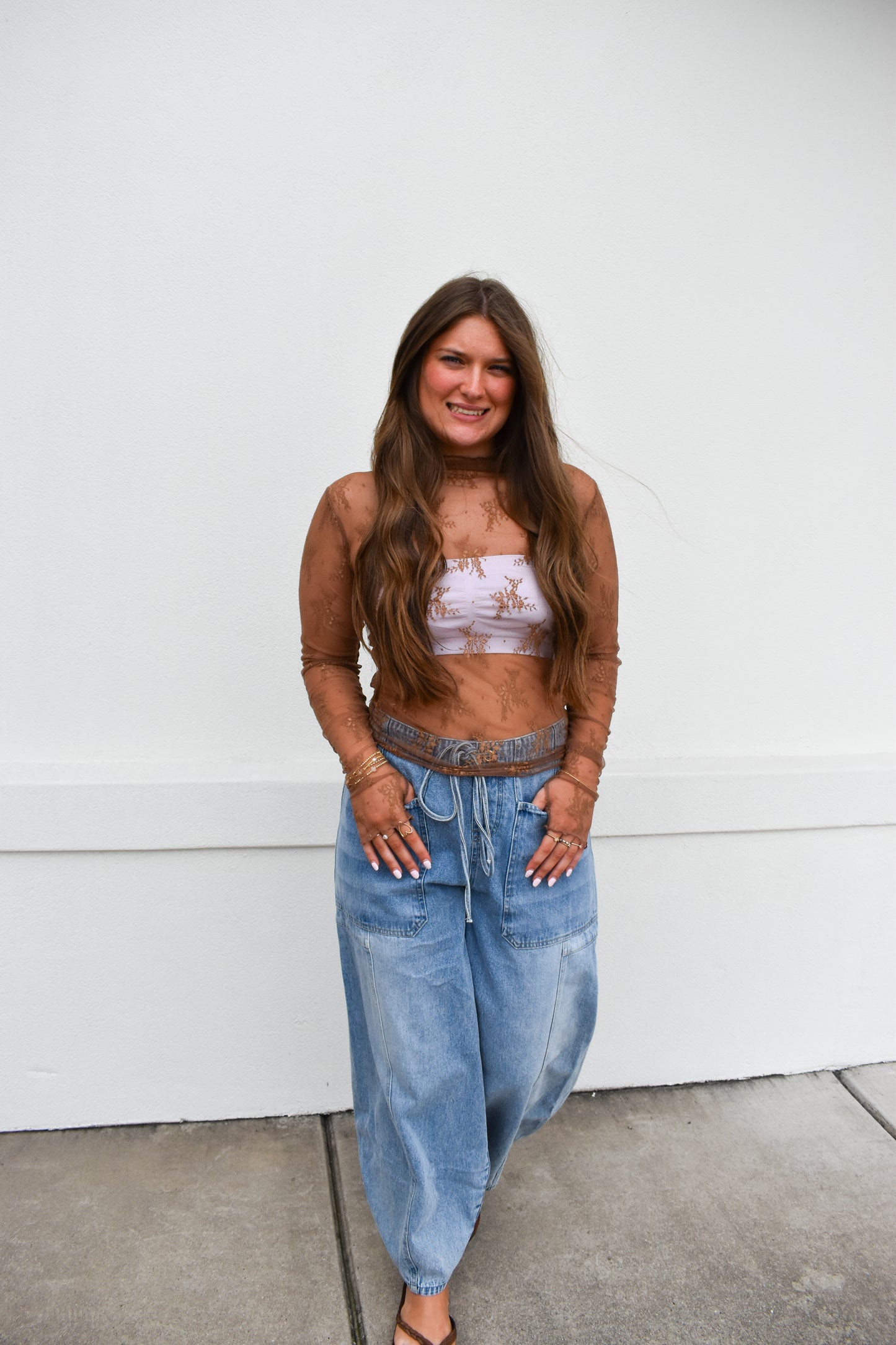 Floral Lace Mesh Layering Top