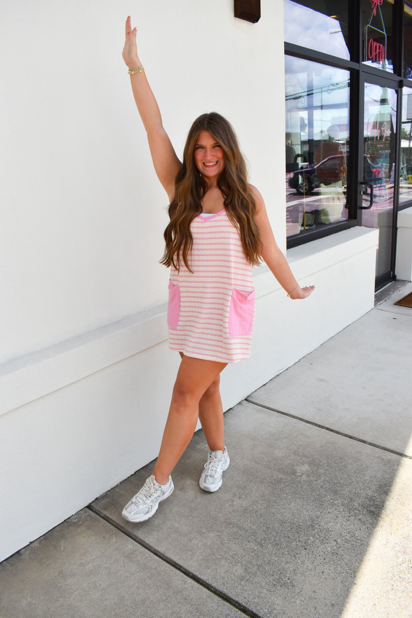 Sally Stripe Dress w/ Built in Romper Lining