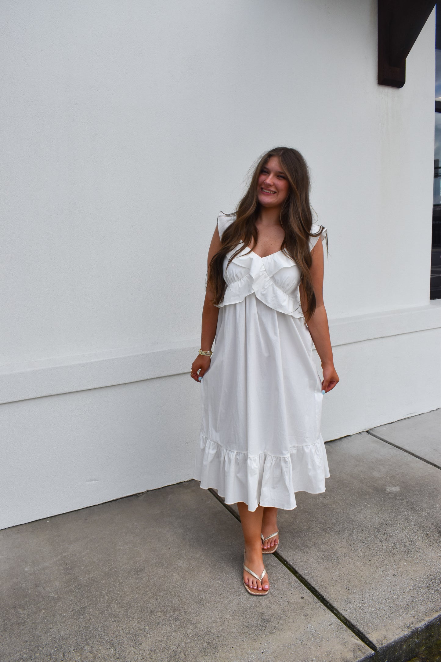 Flutter Sweetheart Ruffled Midi Dress