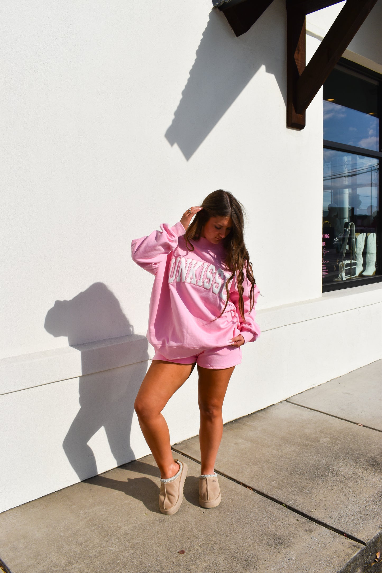 Lottie Pink Embroidered Sweat Shorts 100% Cotton
