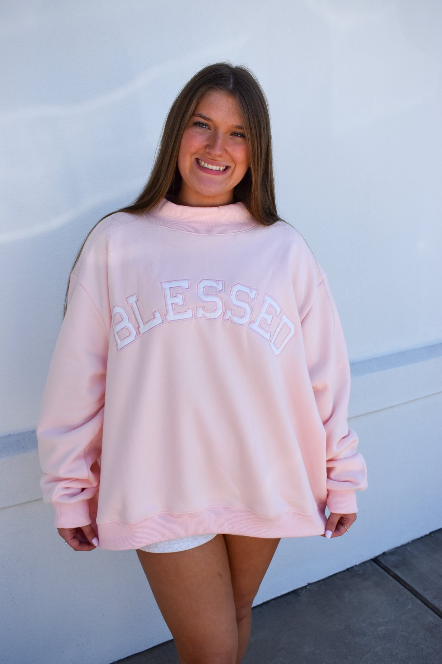 BLESSED Embroidered Mockneck