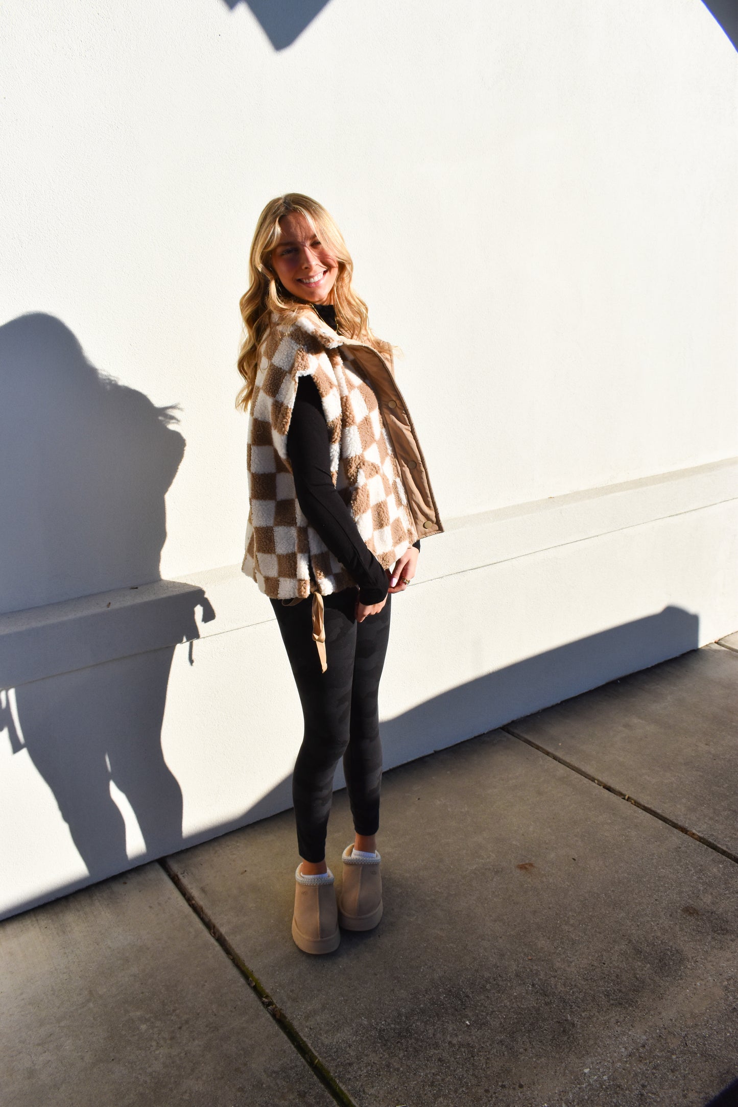 Checkered Fleece Vest