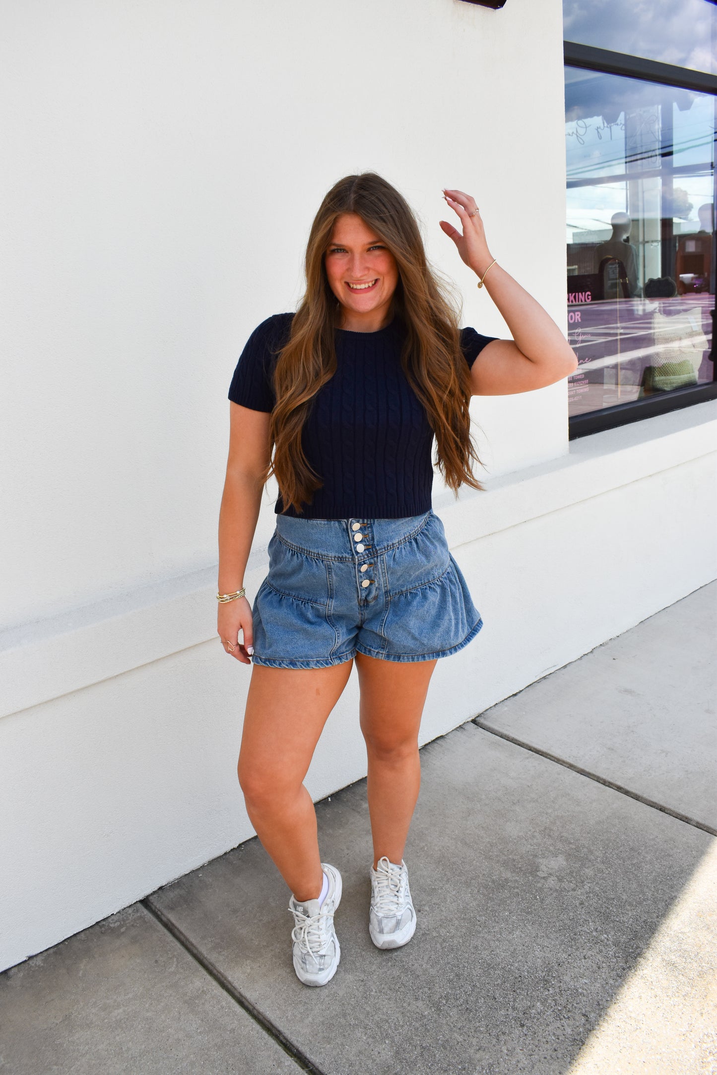 Short Sleeve Cable Sweater Top