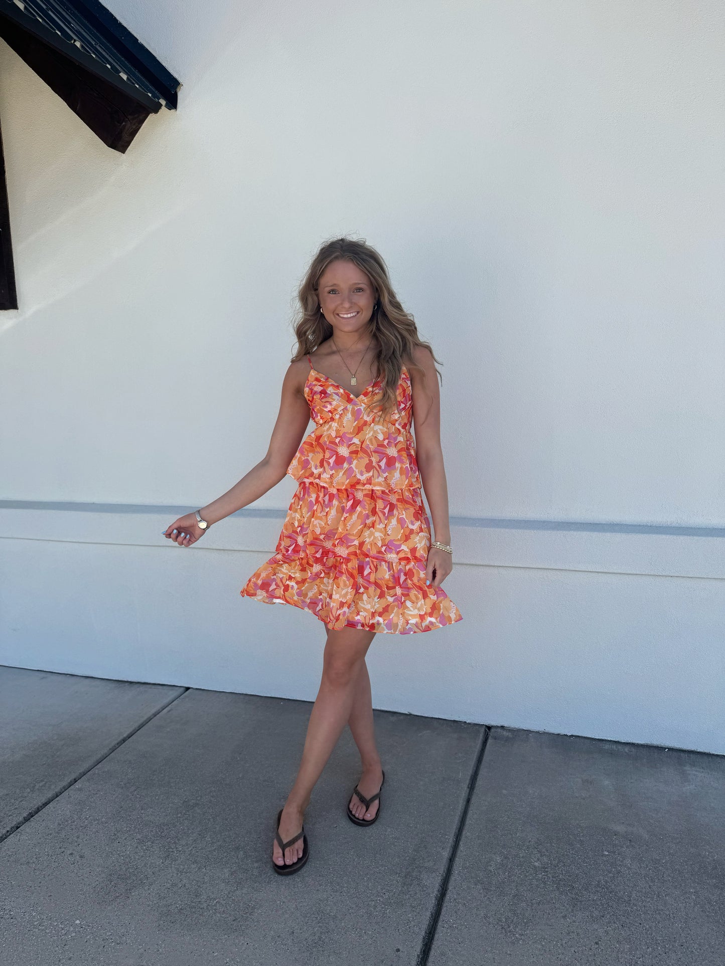 Floral Baby Doll Dress W/ Pleated Detail