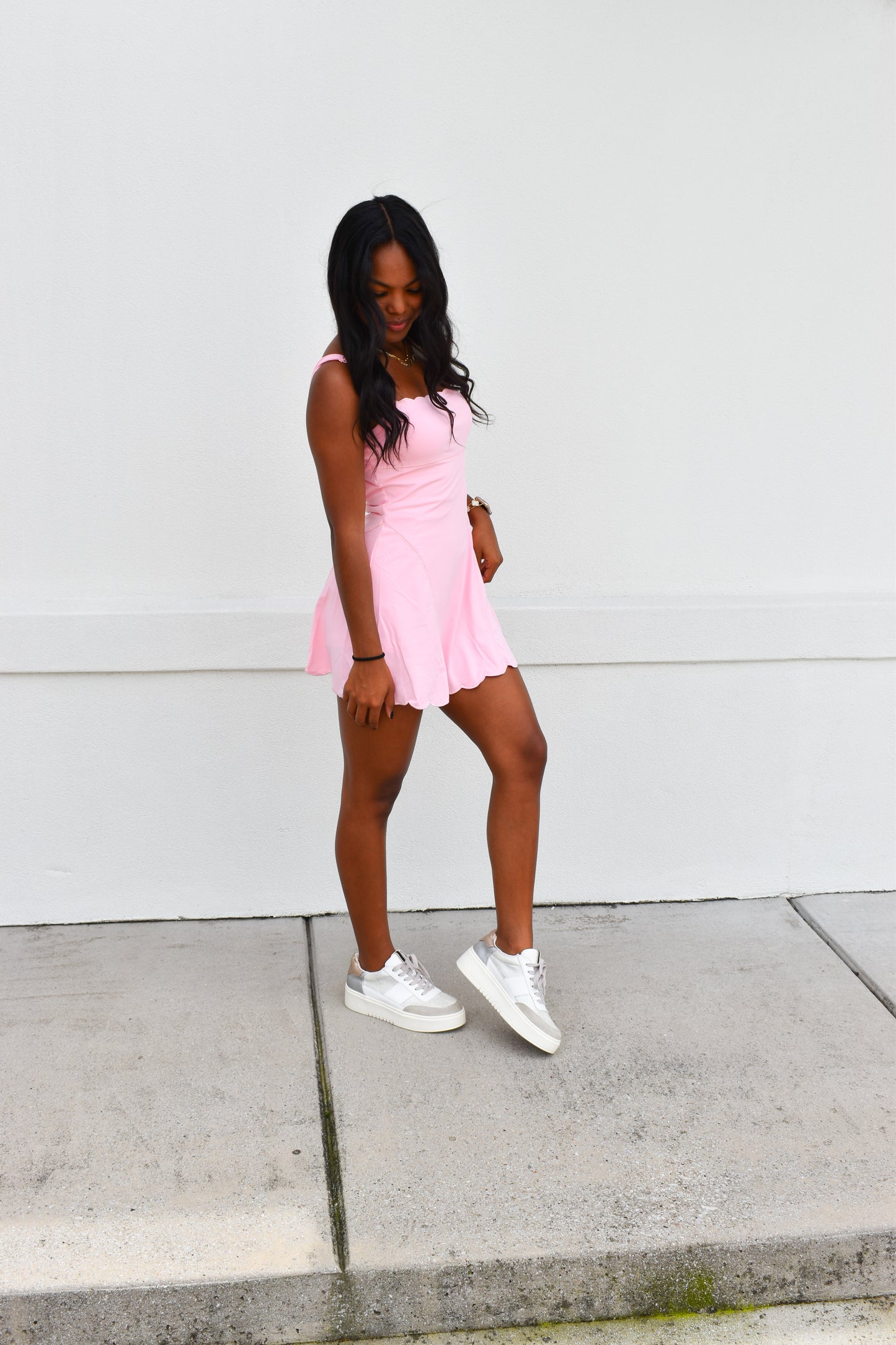 Scallop Athletic Dress: Pink