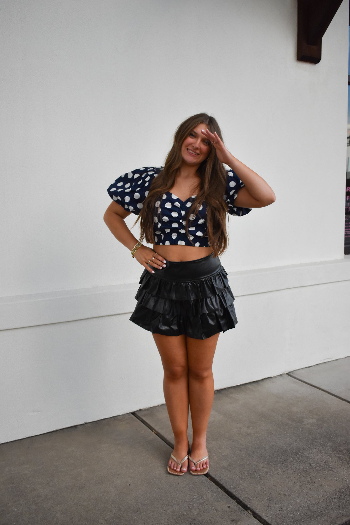 Cropped Polka Dot Bubble Top
