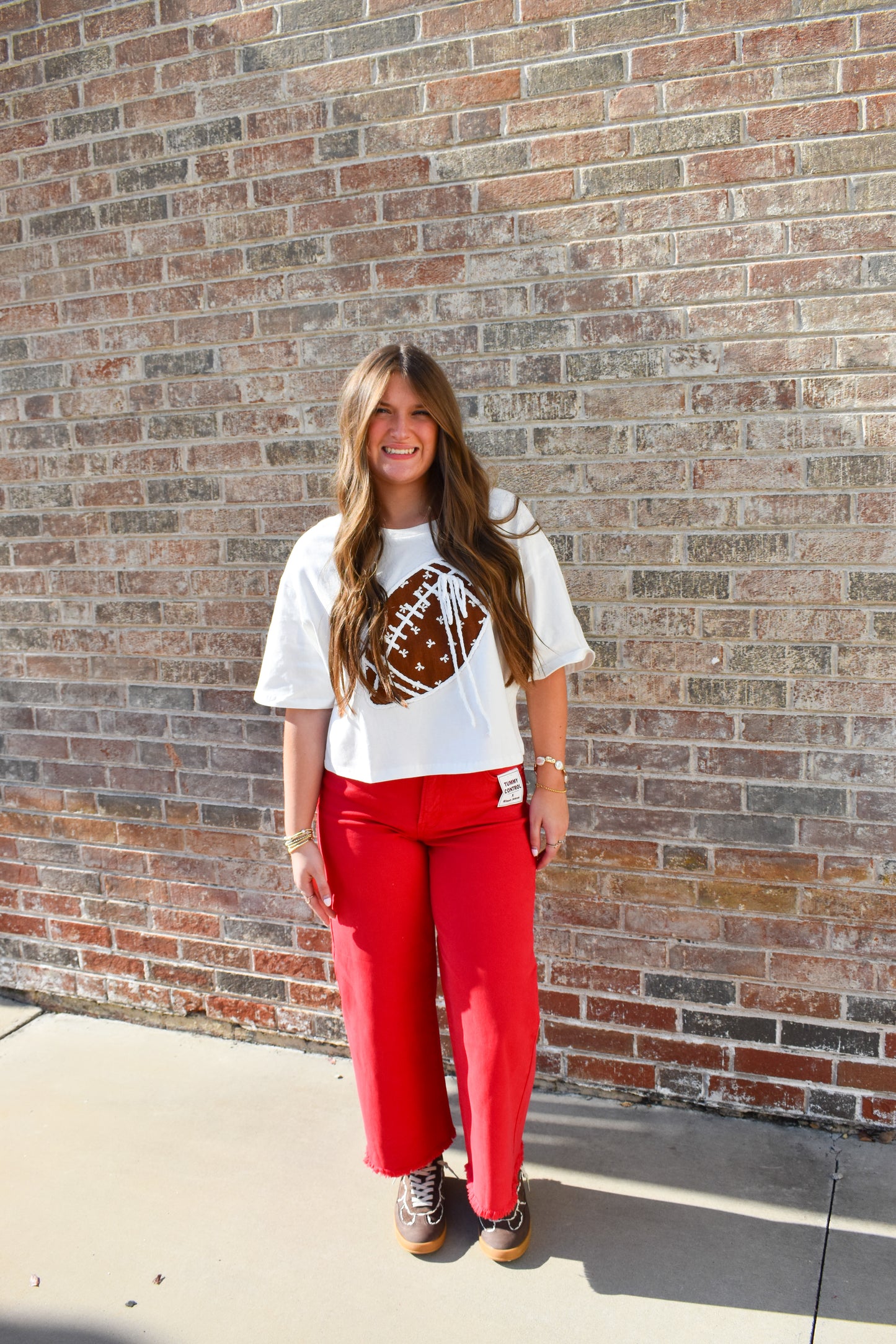 Bow Print Football Top W/ Cord Detail