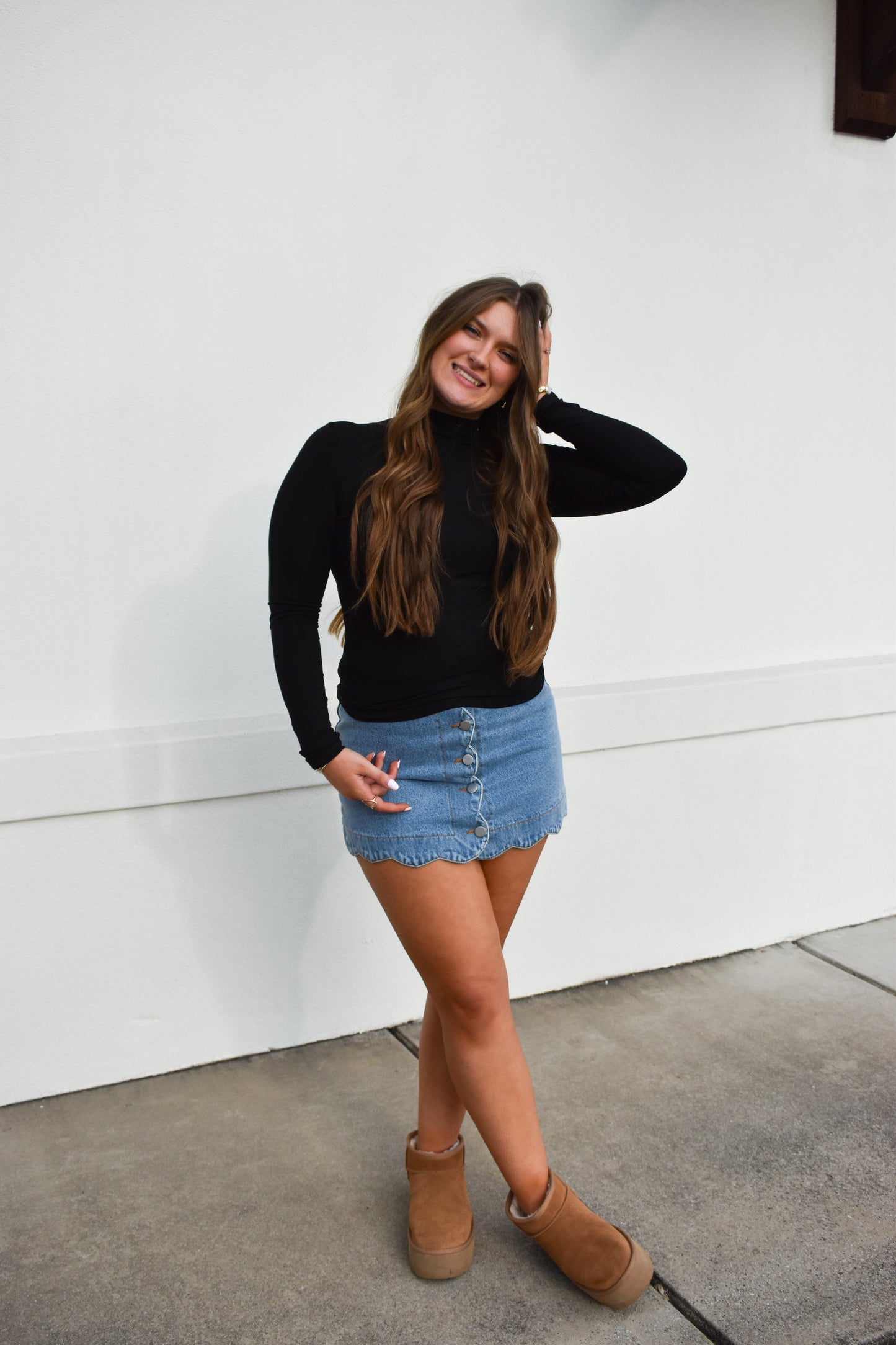 Basic Long Sleeve Turtle Neck: Black