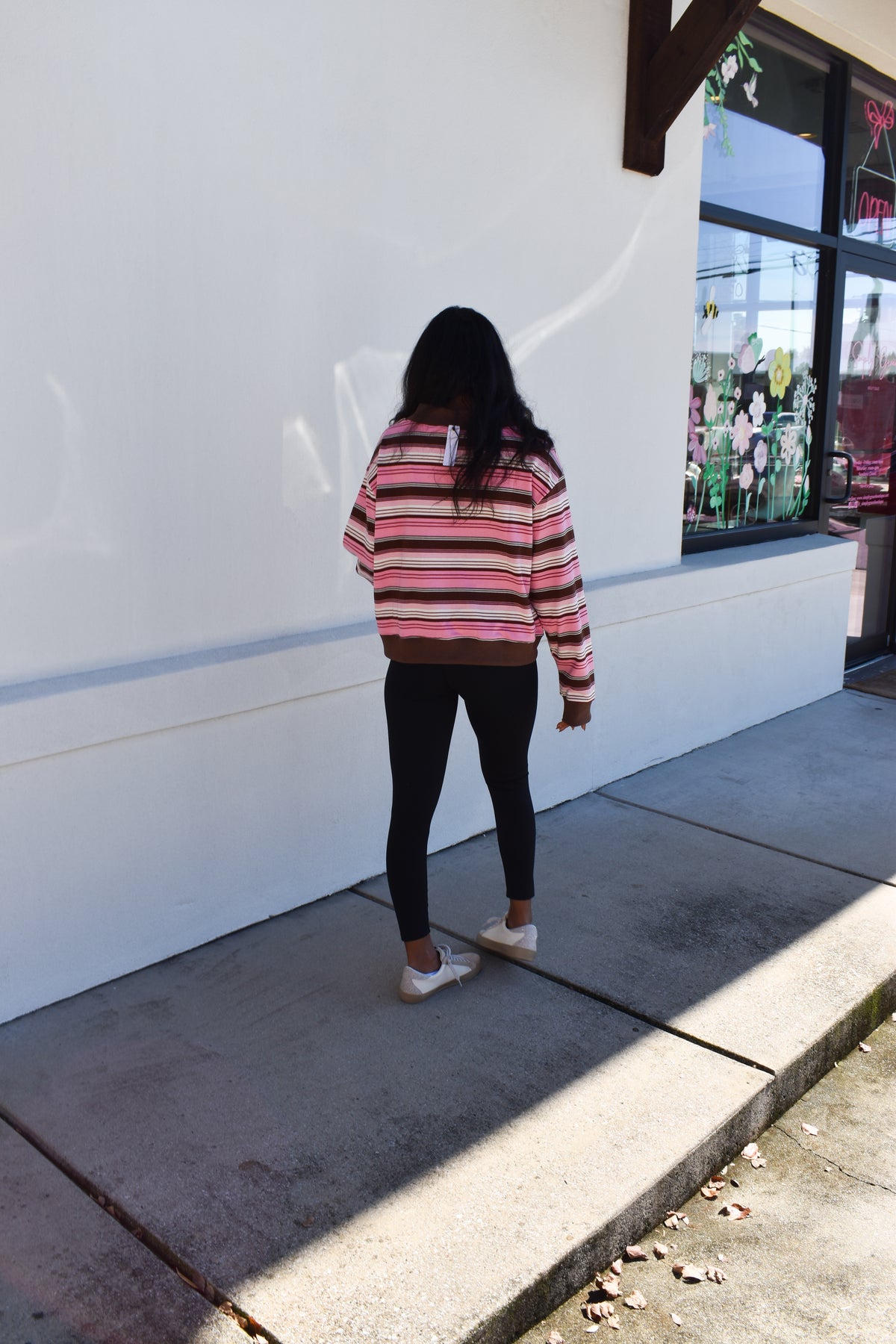 Striped Mockneck: Pink/Brown