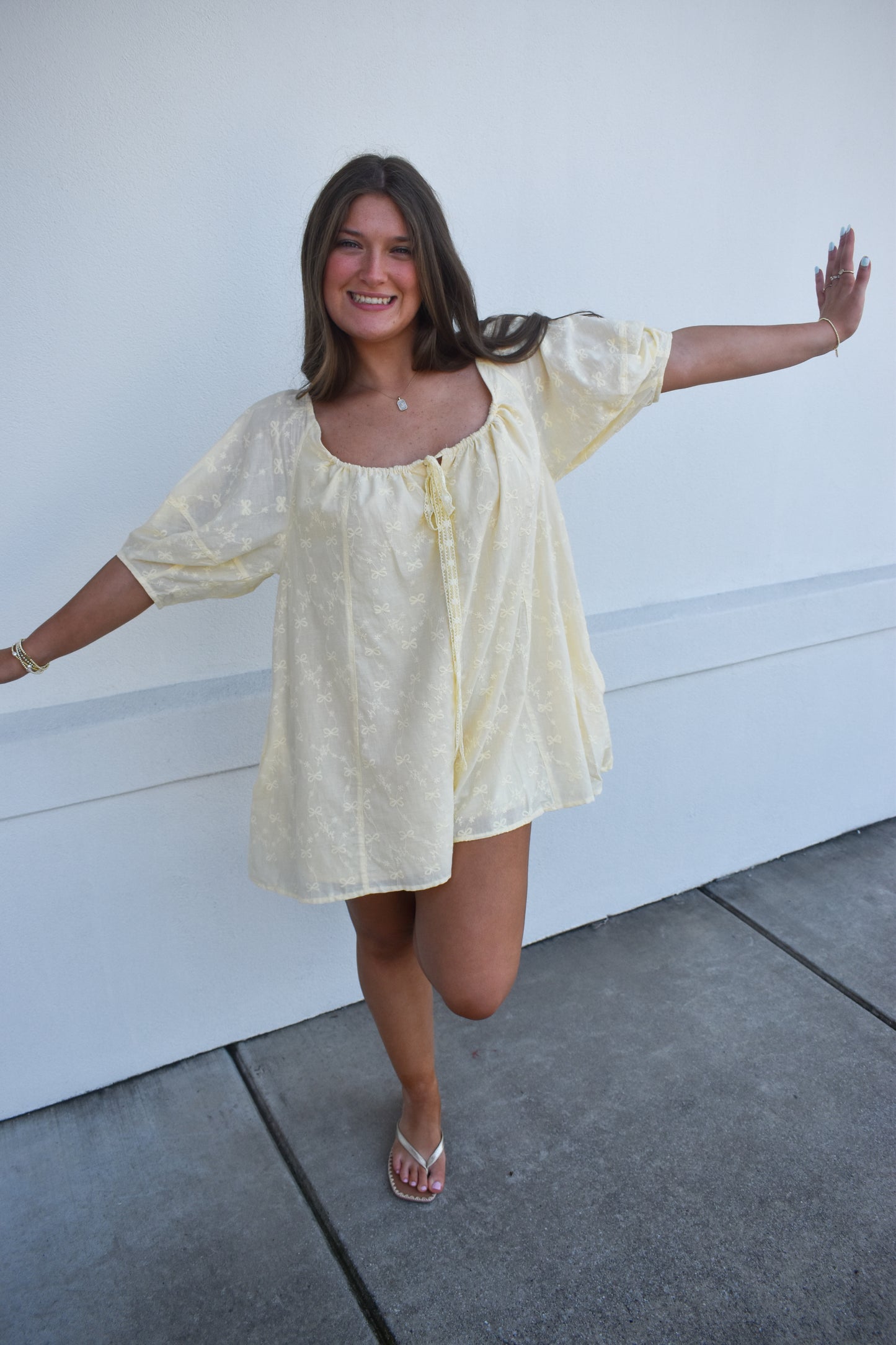 Olivia Bow Eyelet Romper
