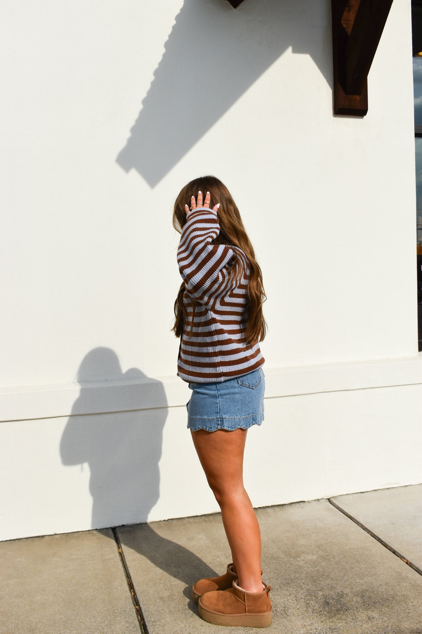 Brown/Blue Striped Sweater Cardigan