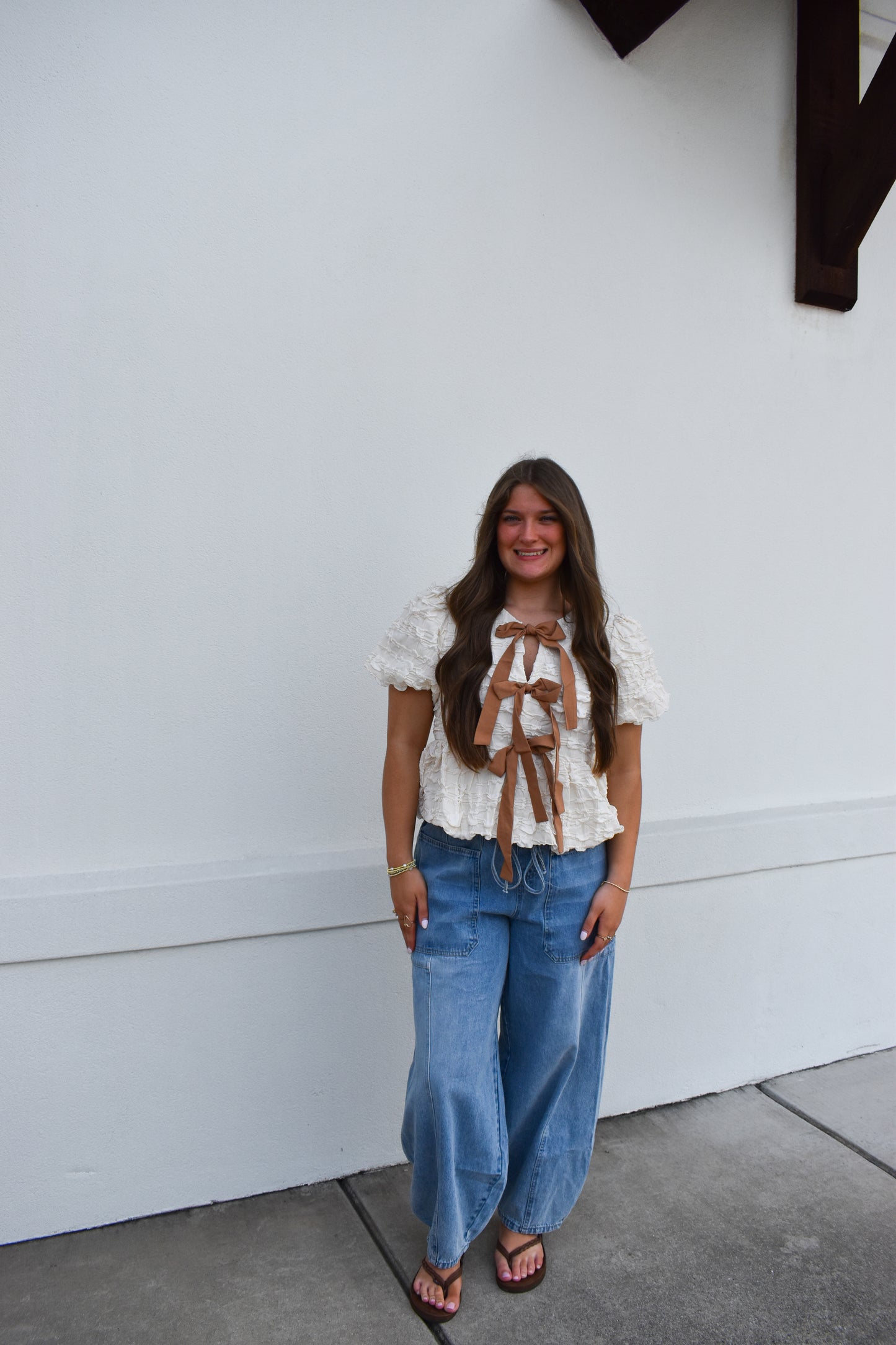 Bubble Babydoll Blouse w/ Bows