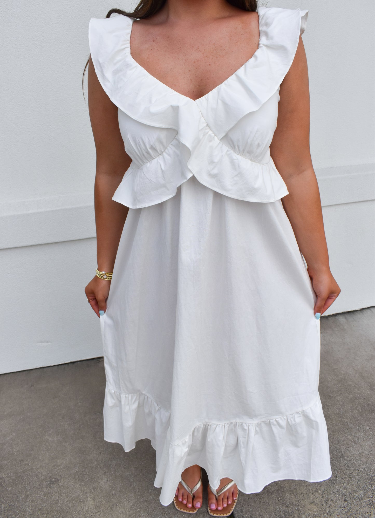 Flutter Sweetheart Ruffled Midi Dress