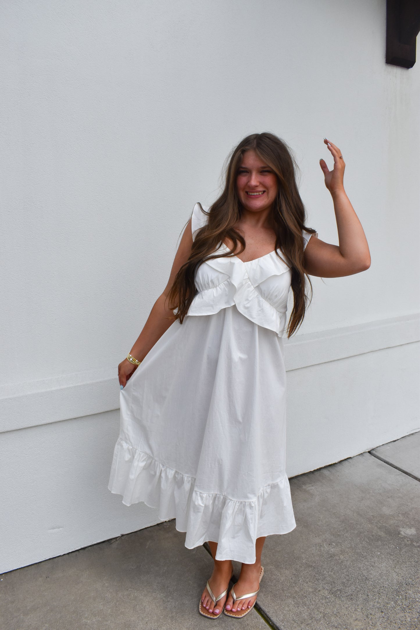 Flutter Sweetheart Ruffled Midi Dress
