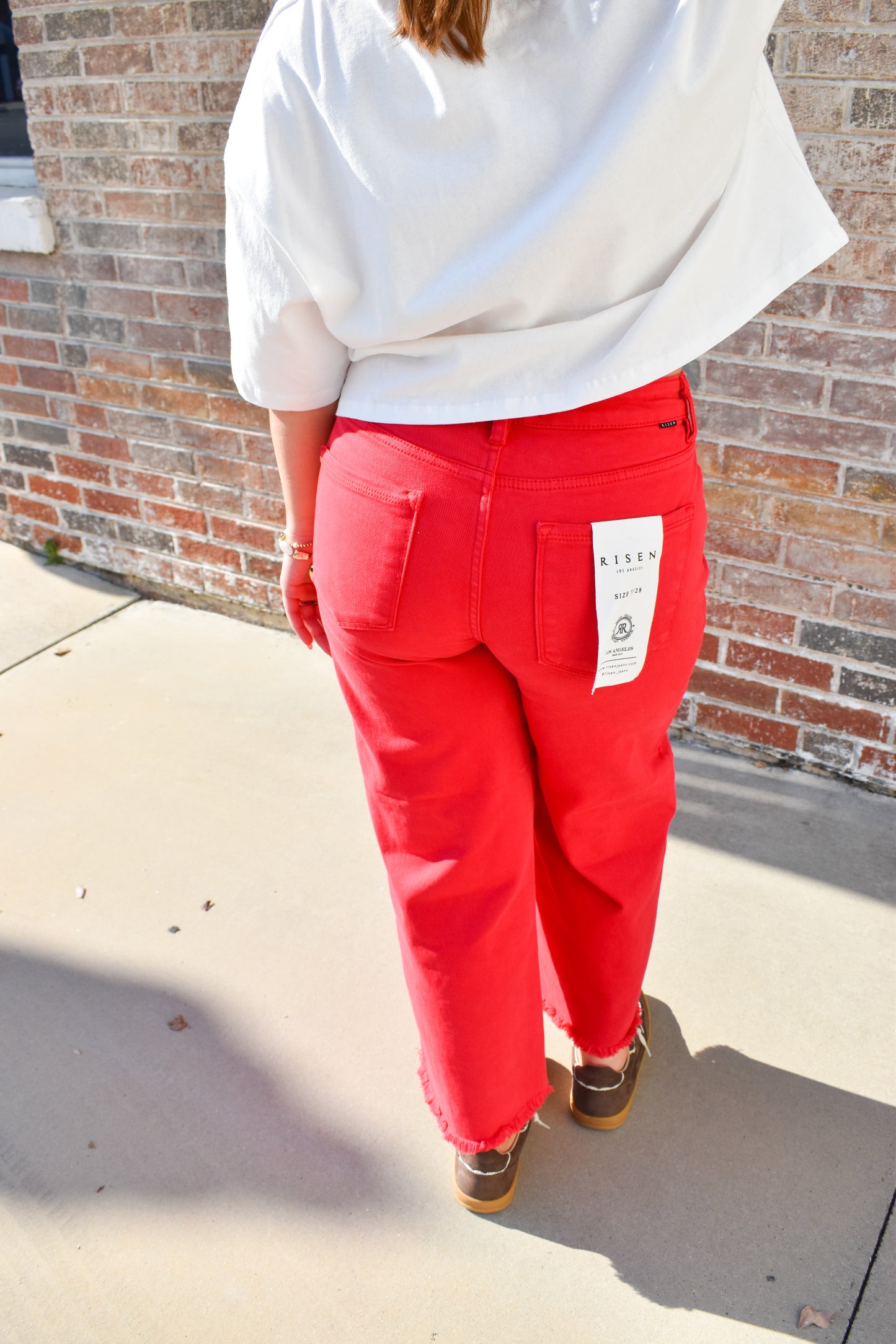 Staple Red High Rise Crop Pants