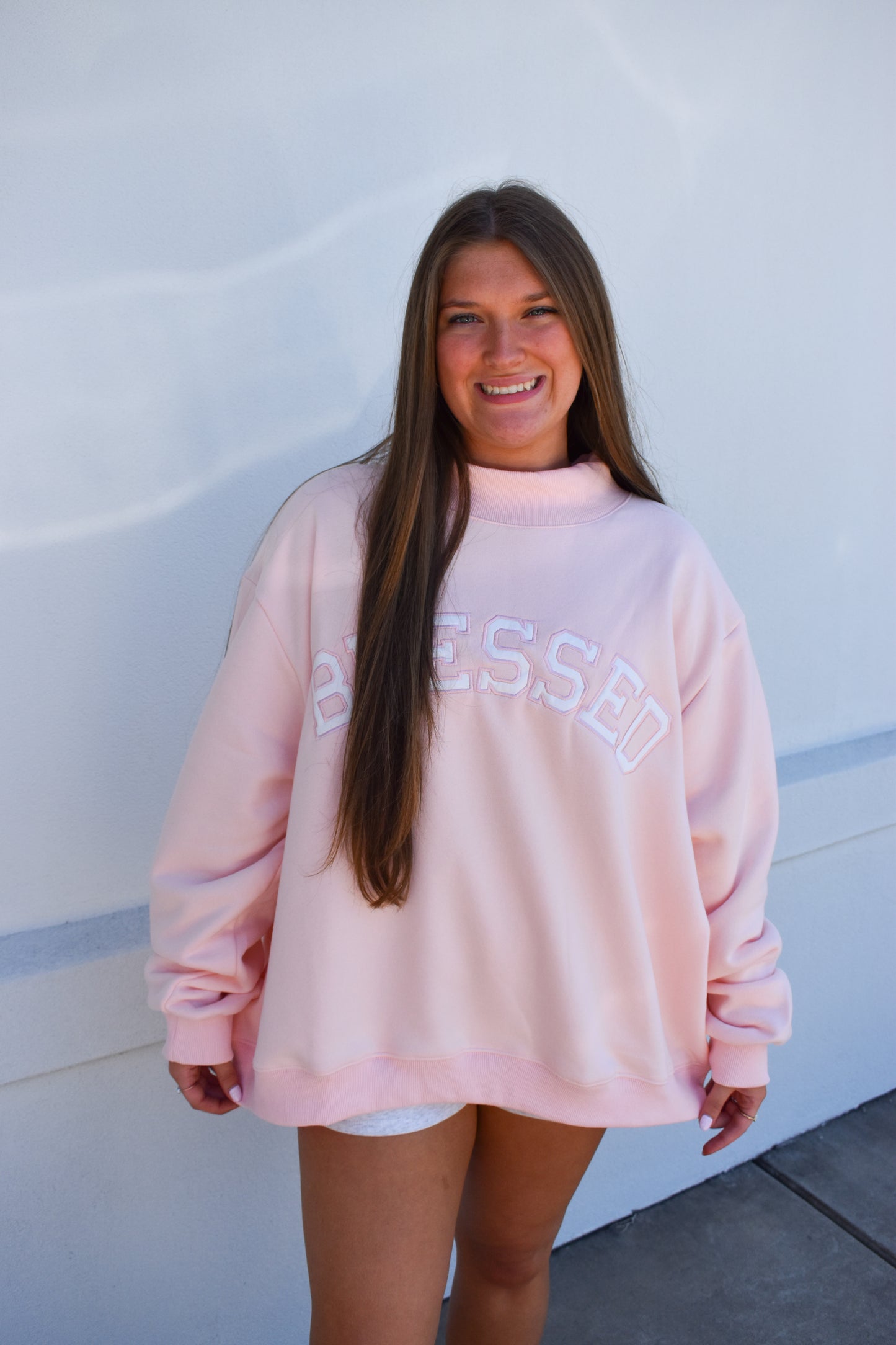 BLESSED Embroidered Mockneck