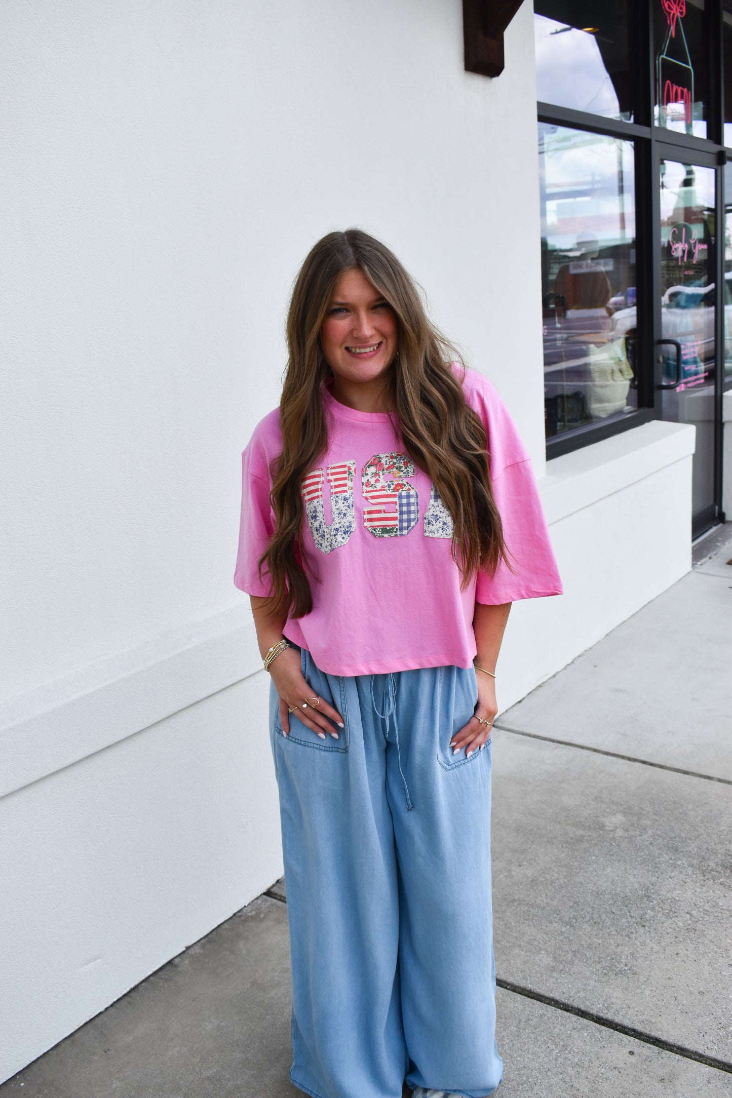 Light Denim Flowy Tie Pants