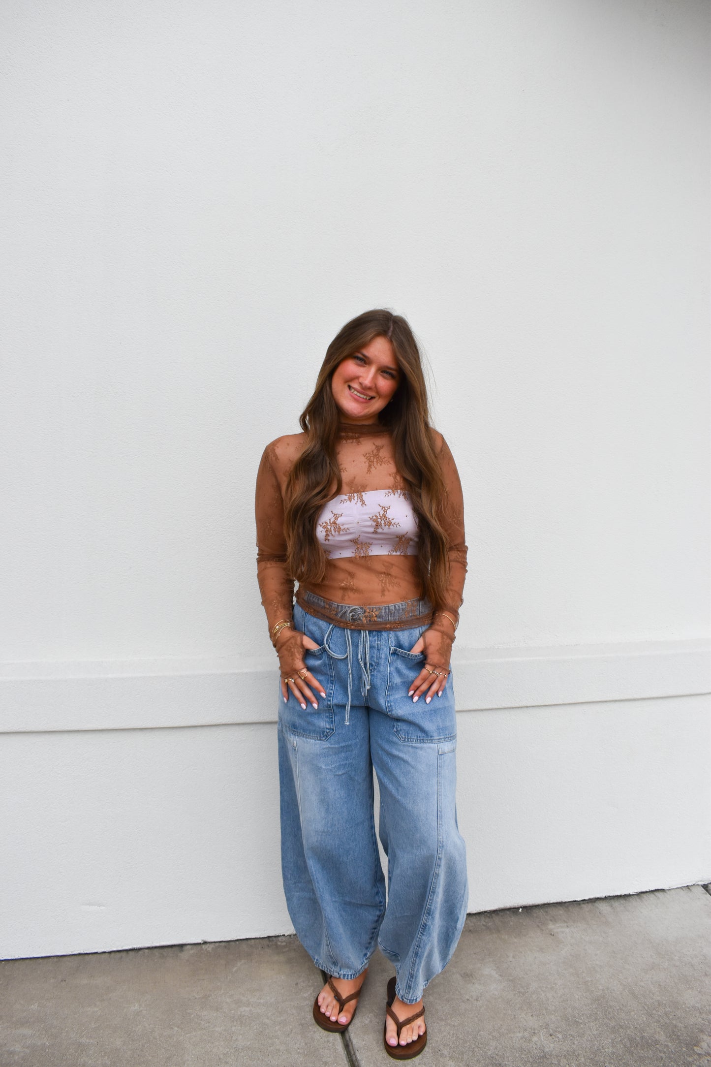 Floral Lace Mesh Layering Top
