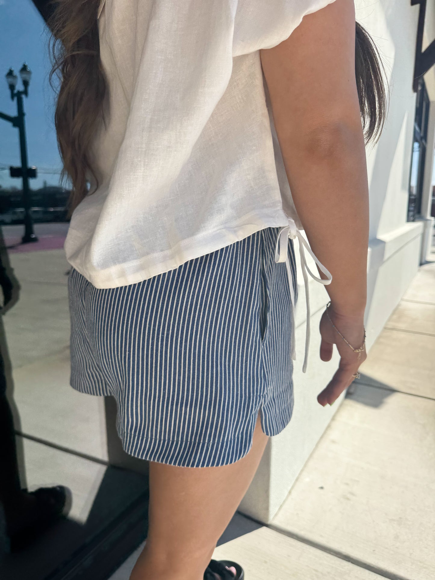 Striped Dolphin Hem Shorts